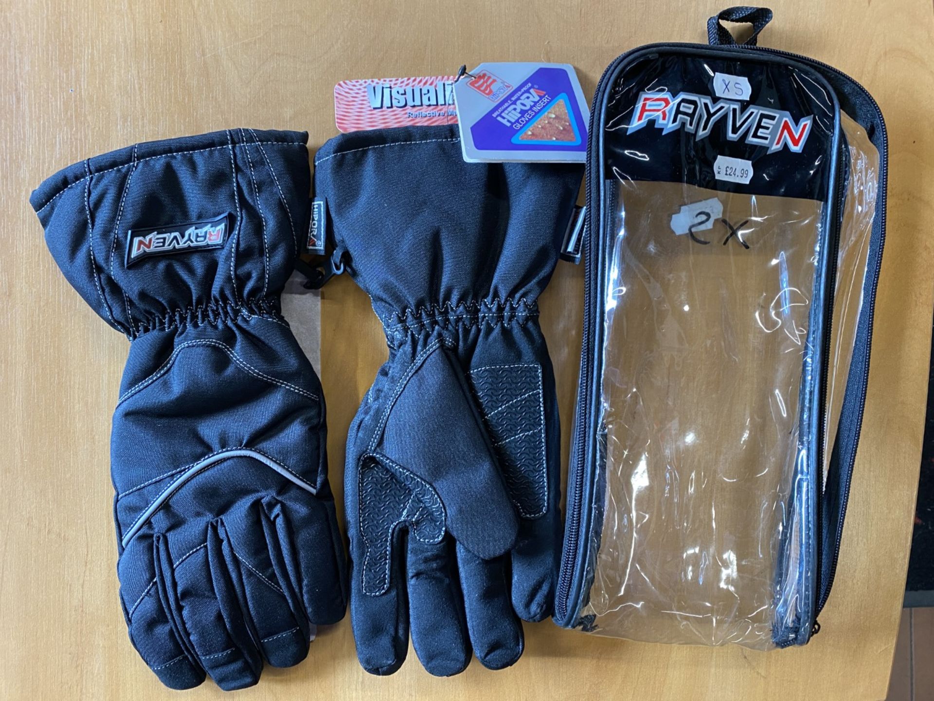 Rayven Gloves Black Fabric Small - Scotchlite 3M - Motorcycle / Motorbike Gloves - RRP £24.99