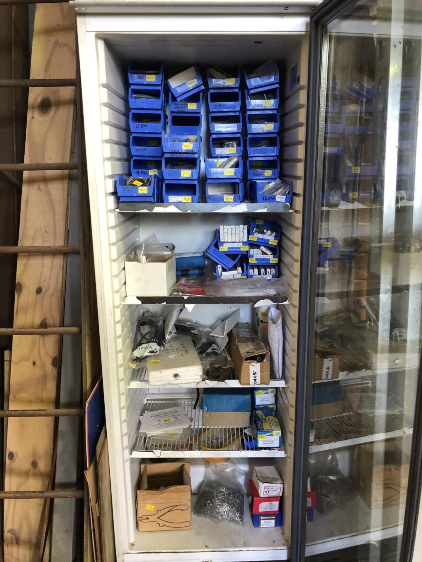 Cabinet and contents of mixed welding supplies and miscellaneous items