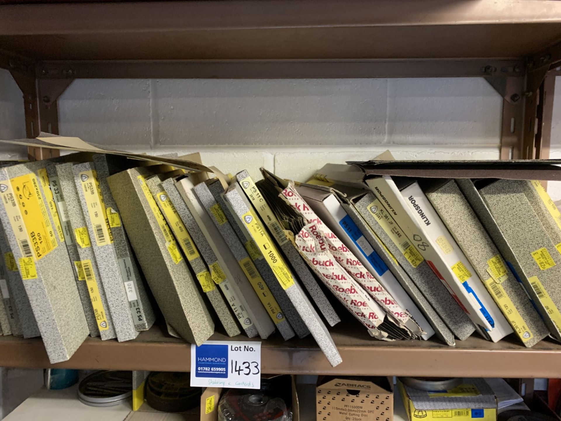 Metal shelves and contents including Klingspor abrasive disc and sand paper - Image 3 of 5