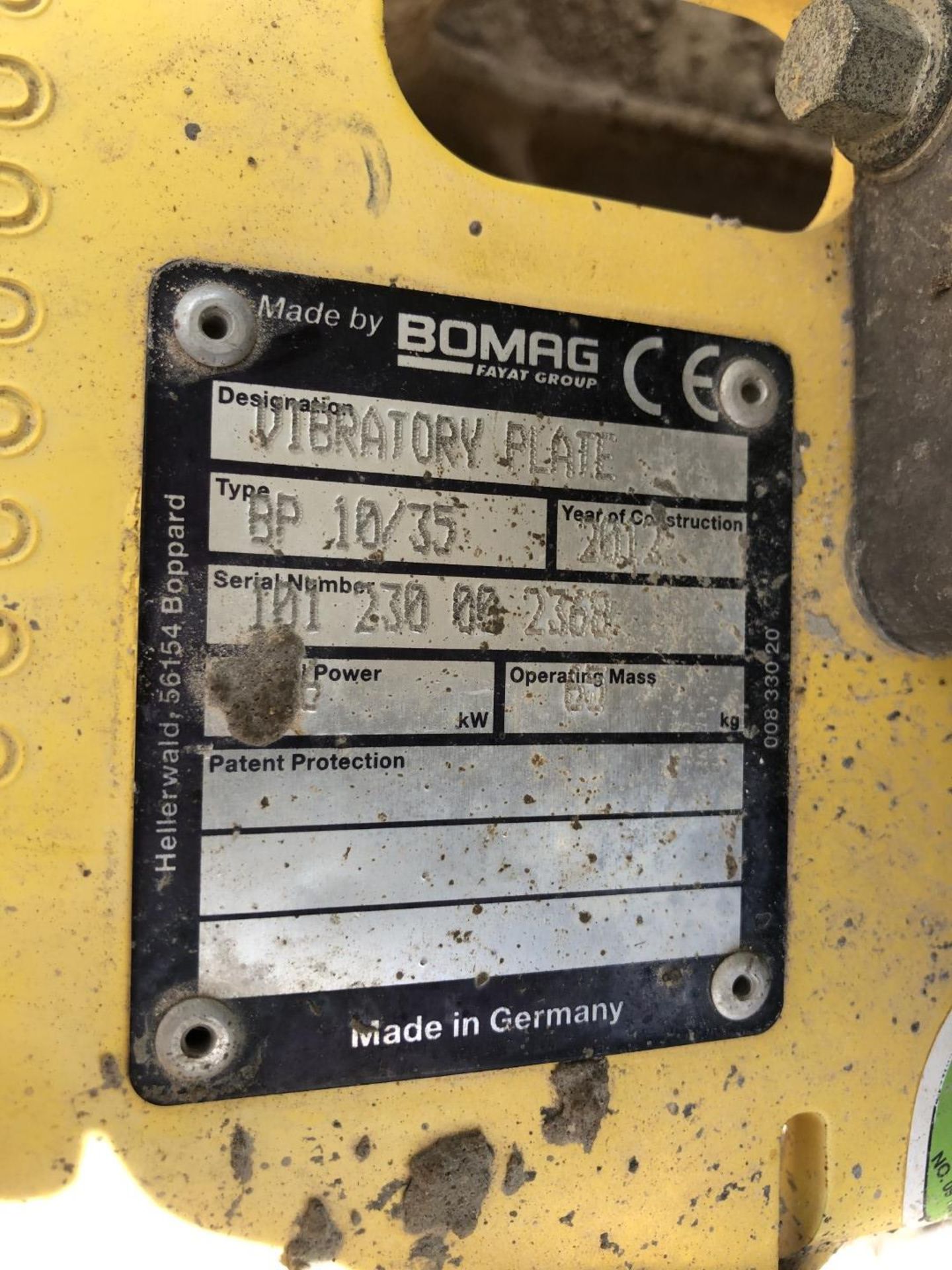 Bomag Wacker Plate Compactor, Type BP 10/35, 2012 - NOT TESTED - Image 3 of 4