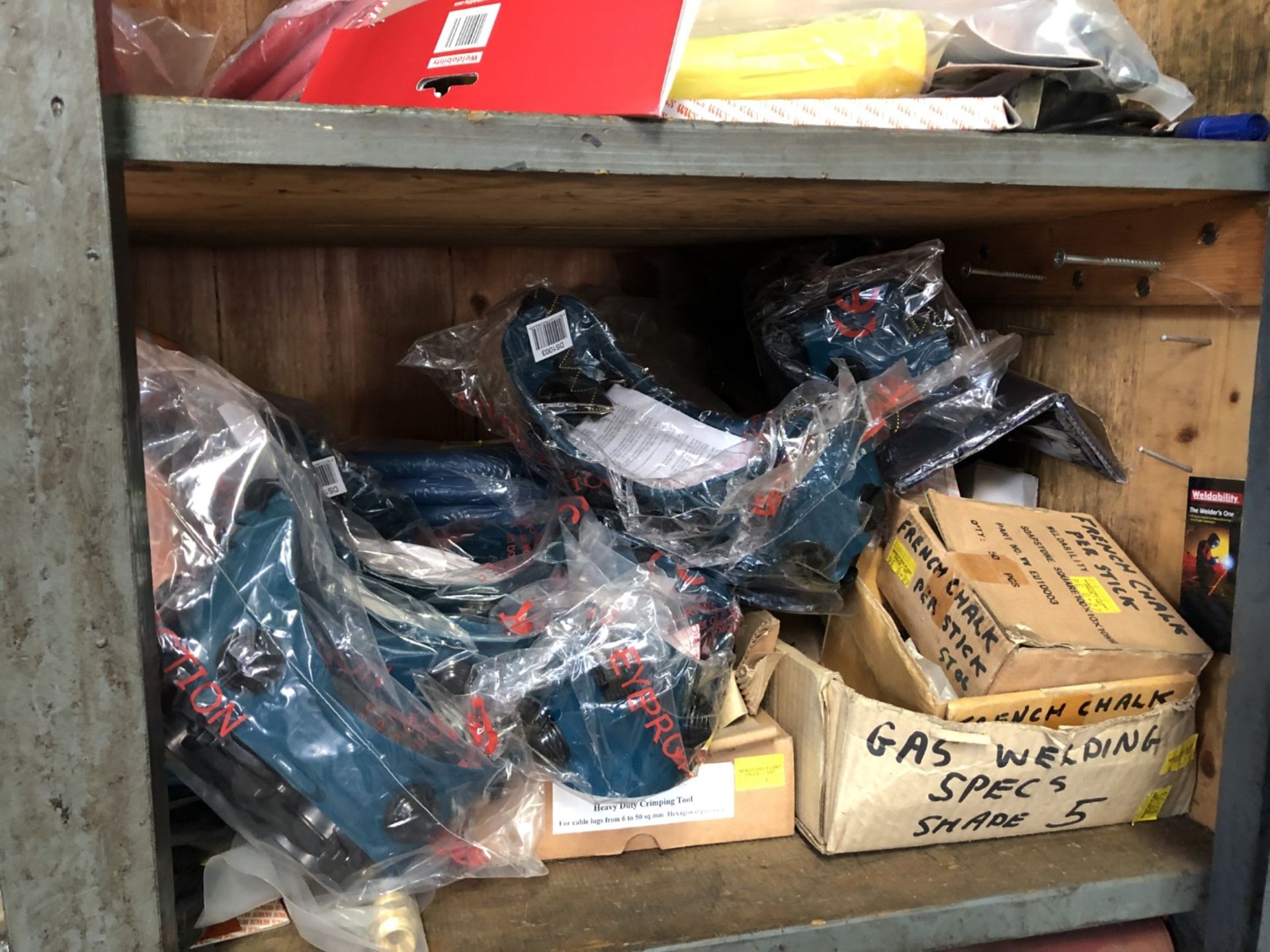 Metal & blue wooden cabinet and contents of welding supplies and miscellaneous - Image 9 of 9