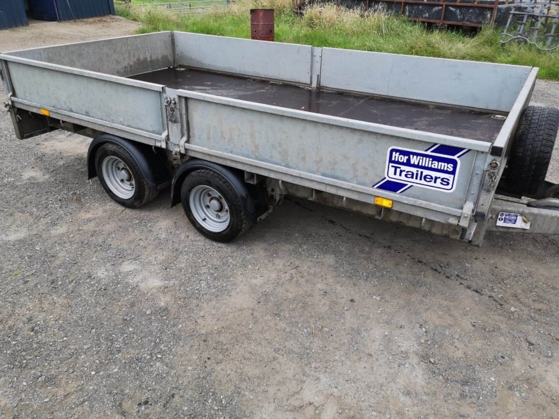 IFOR WILLIAMS TWIN AXLE 12' DROPSIDE TRAILER,LM126G,C/W RAMPS
