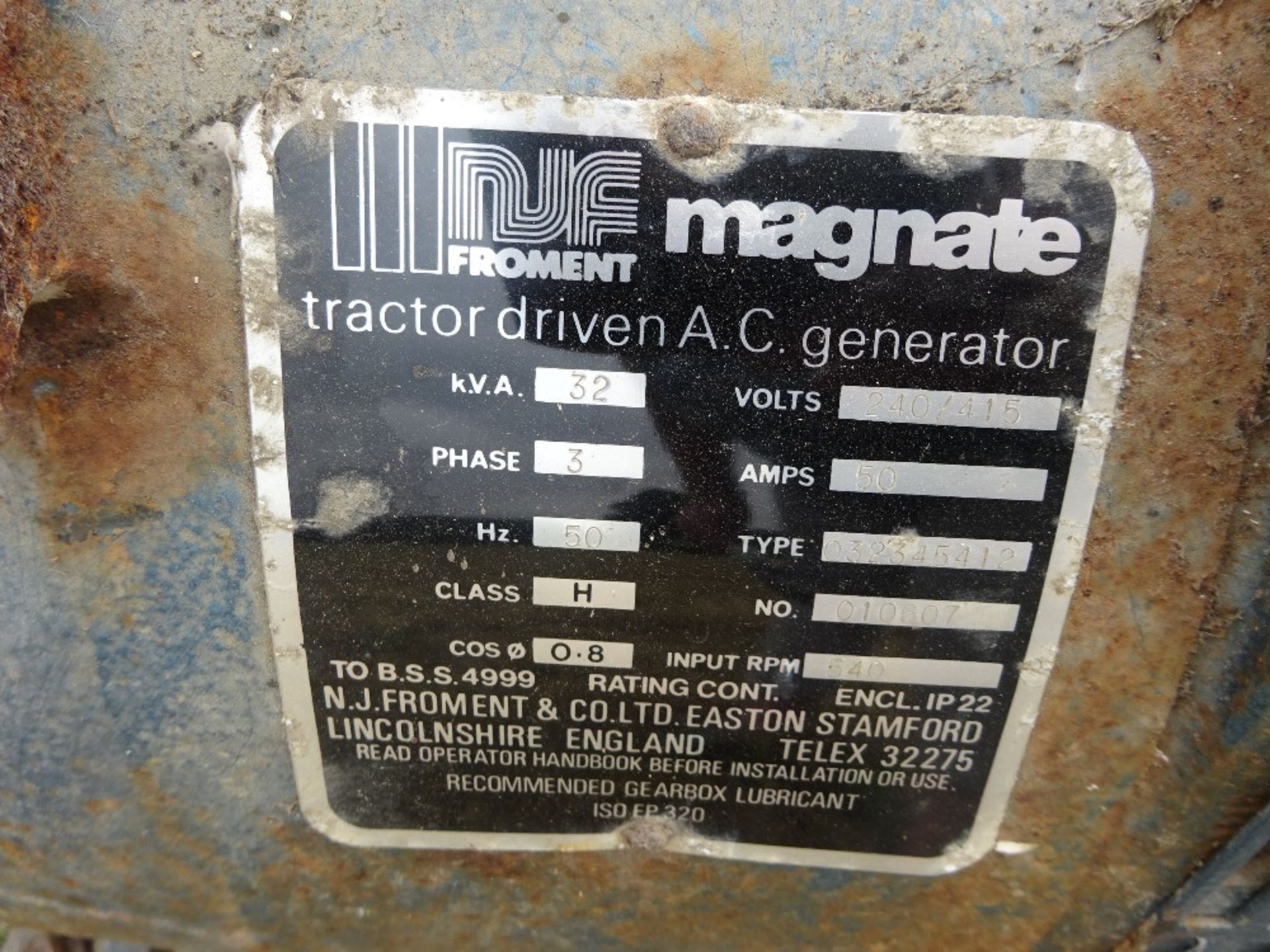 THROMONT MAGNATE 32KVA PTO GENERATOR c/w CHANGE OVER BOX 3 PHASE - Image 2 of 2