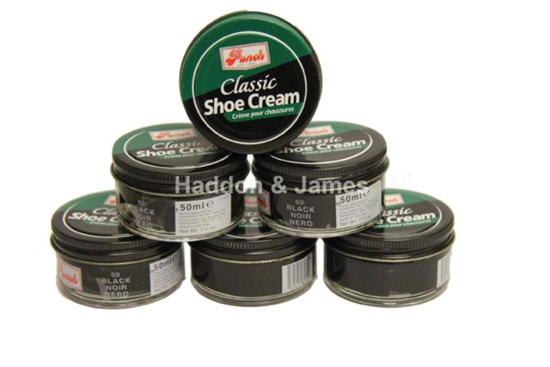 V Brand New Six 50ml Pots Punch Black Classic Shoe Polish ISP £14