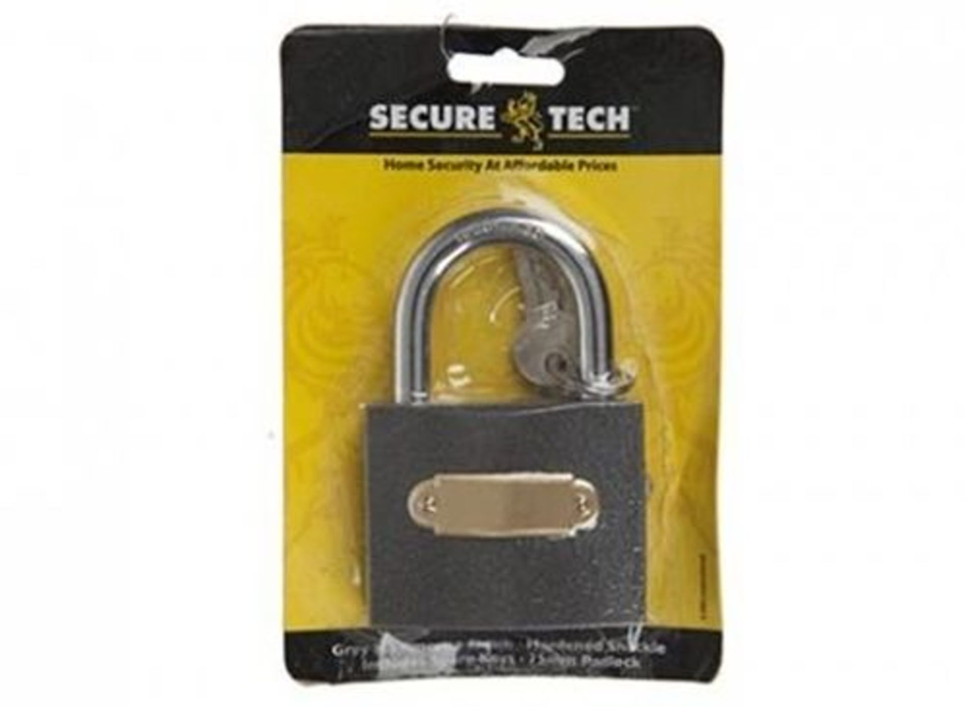 V Brand New Secure Tech Grey Hammerite Hardened Shackle 75mm Padlock-Includes Two Spare Keys