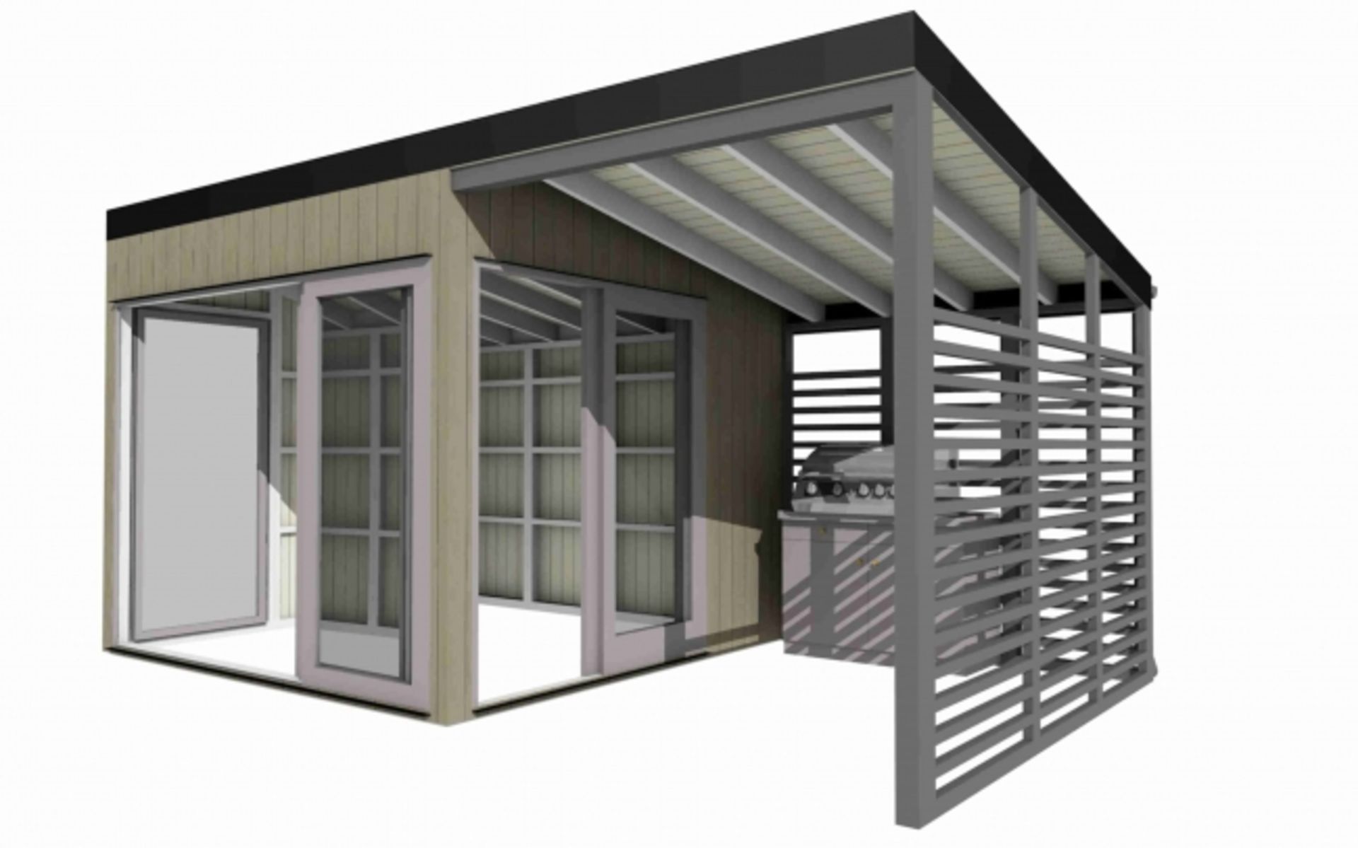 V Brand New Superb Spruce 5m x 3m Garden Living Cube With Covered Outdoor Terrace Section - Double - Image 2 of 2