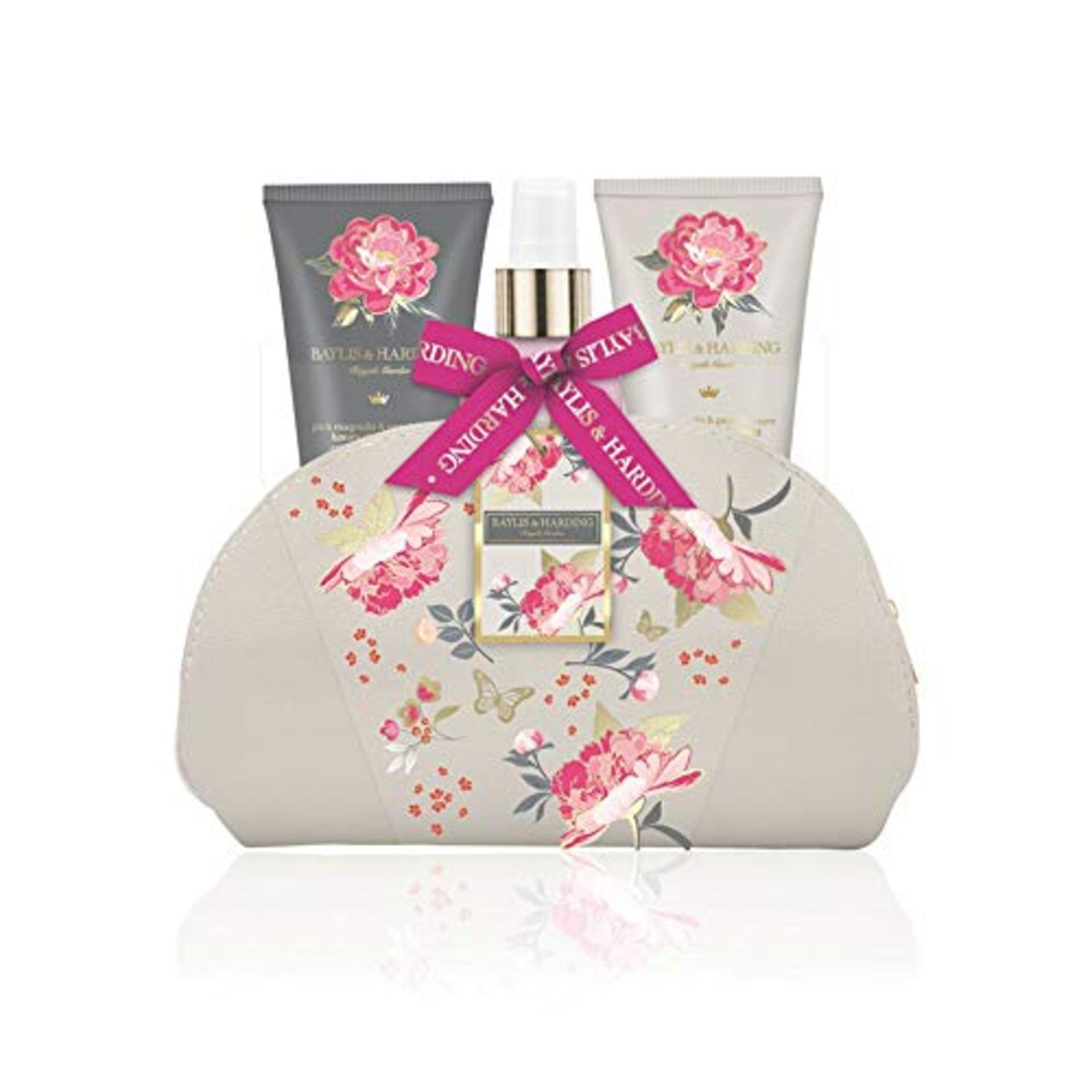 V Brand New Baylis & Harding Royal Garden Pink Magnolia & Pear Blossom Bag Set Inc Hand & Body