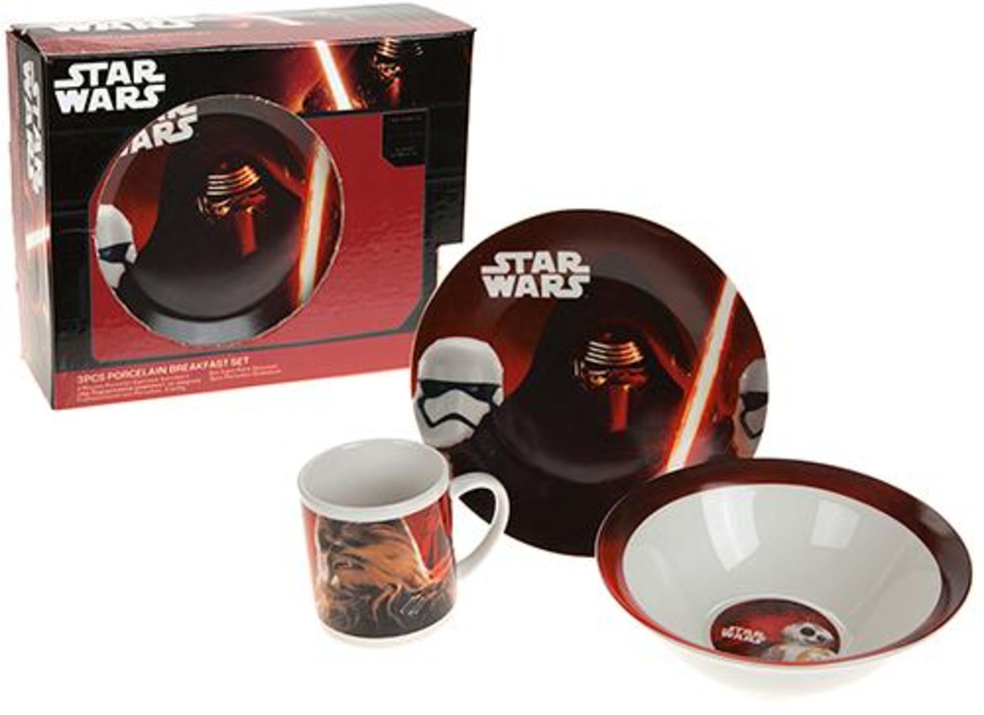 V Brand New Star Wars Three Piece Porcelain Breakfast Set