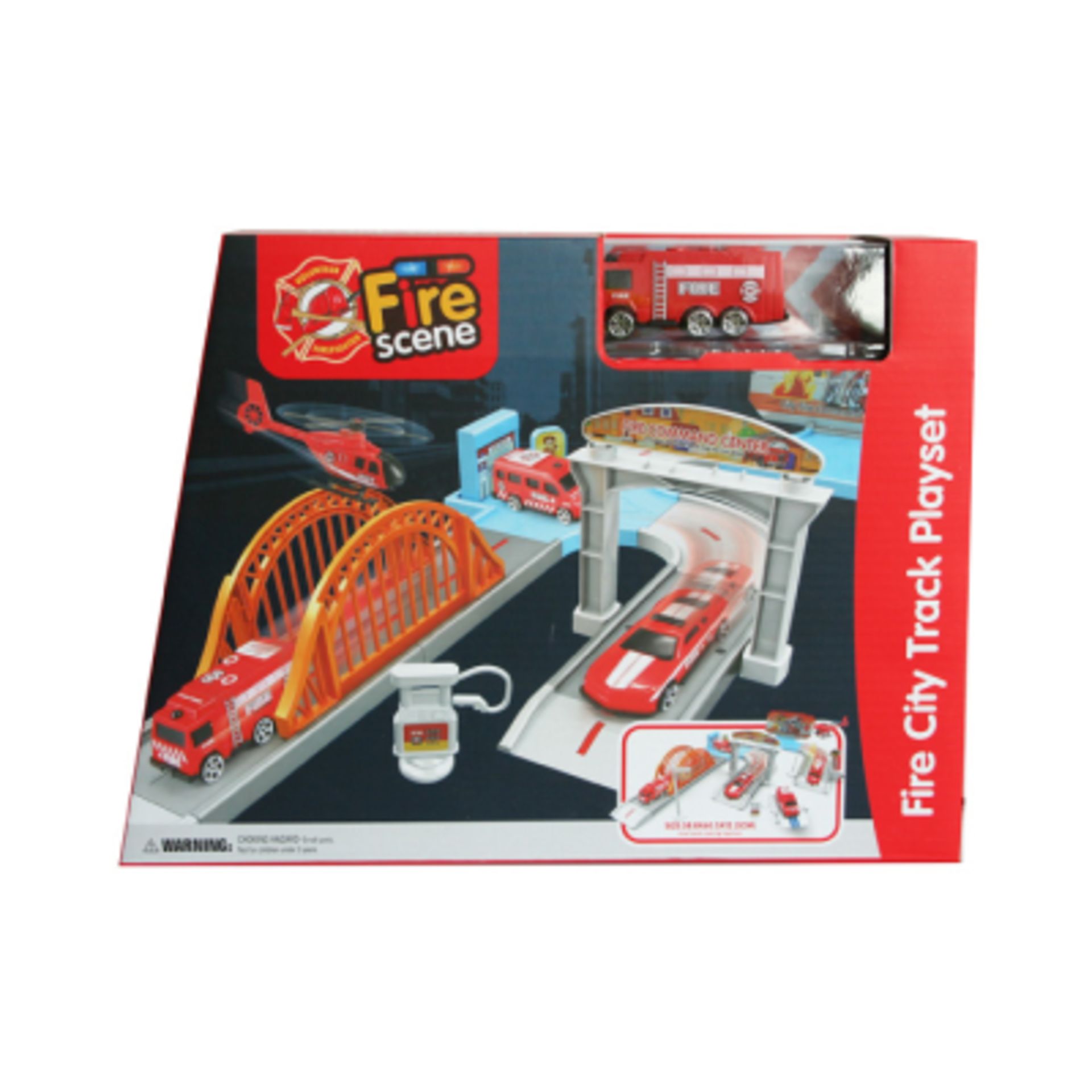 V Brand New Fire City Track Playset With Link Together Track