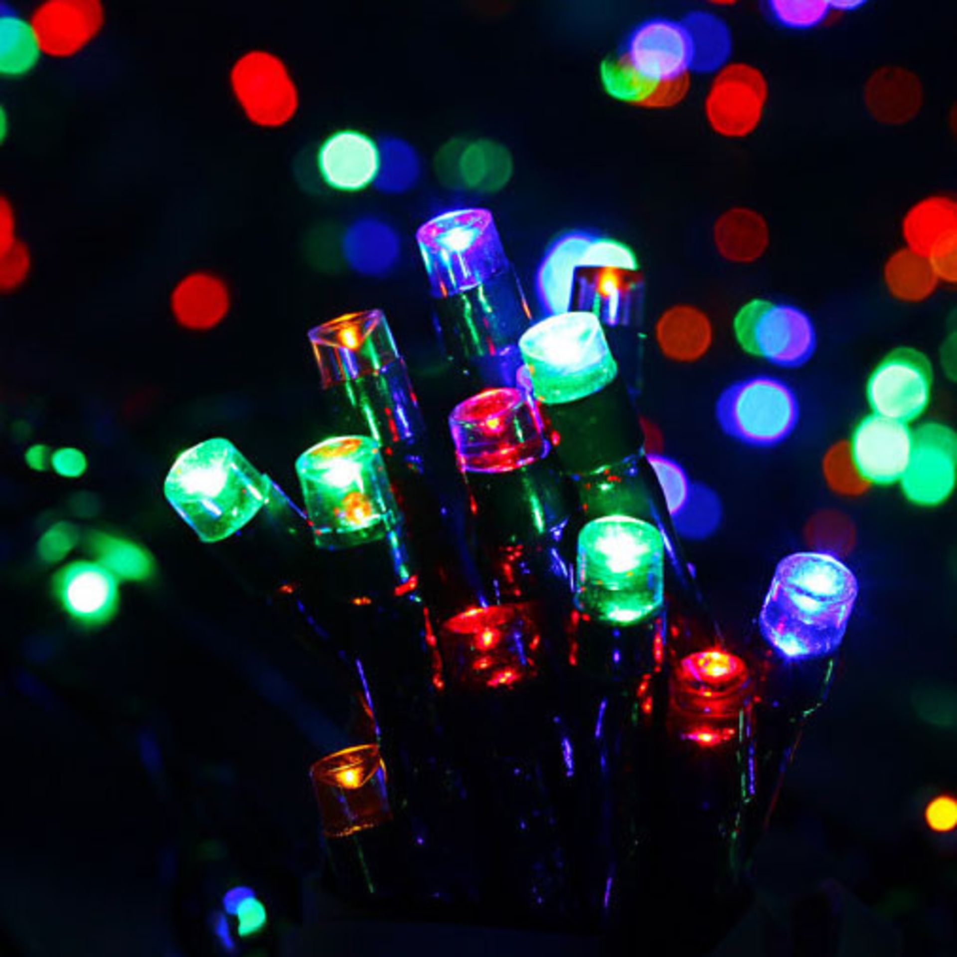 V Brand New 50 Multi coloured LED Solar String Lights - Outdoor Use