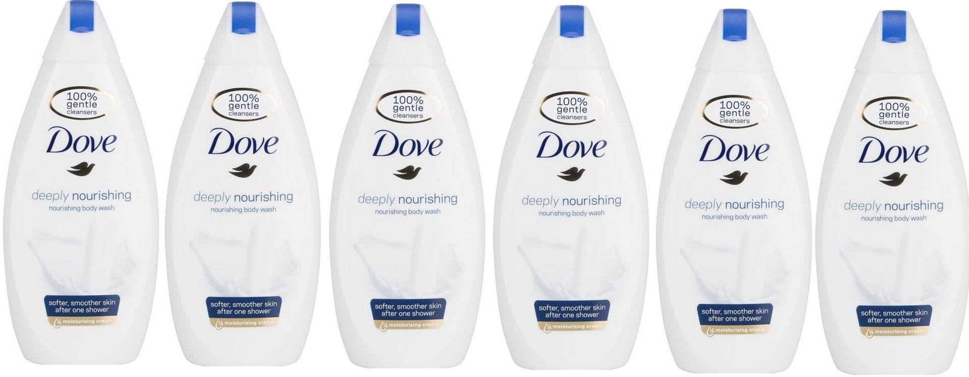 V Brand New Six Bottles Dove Deeply Nourishing Body Wash 1/4 Moisturising Cream - 250ML Per Bottle