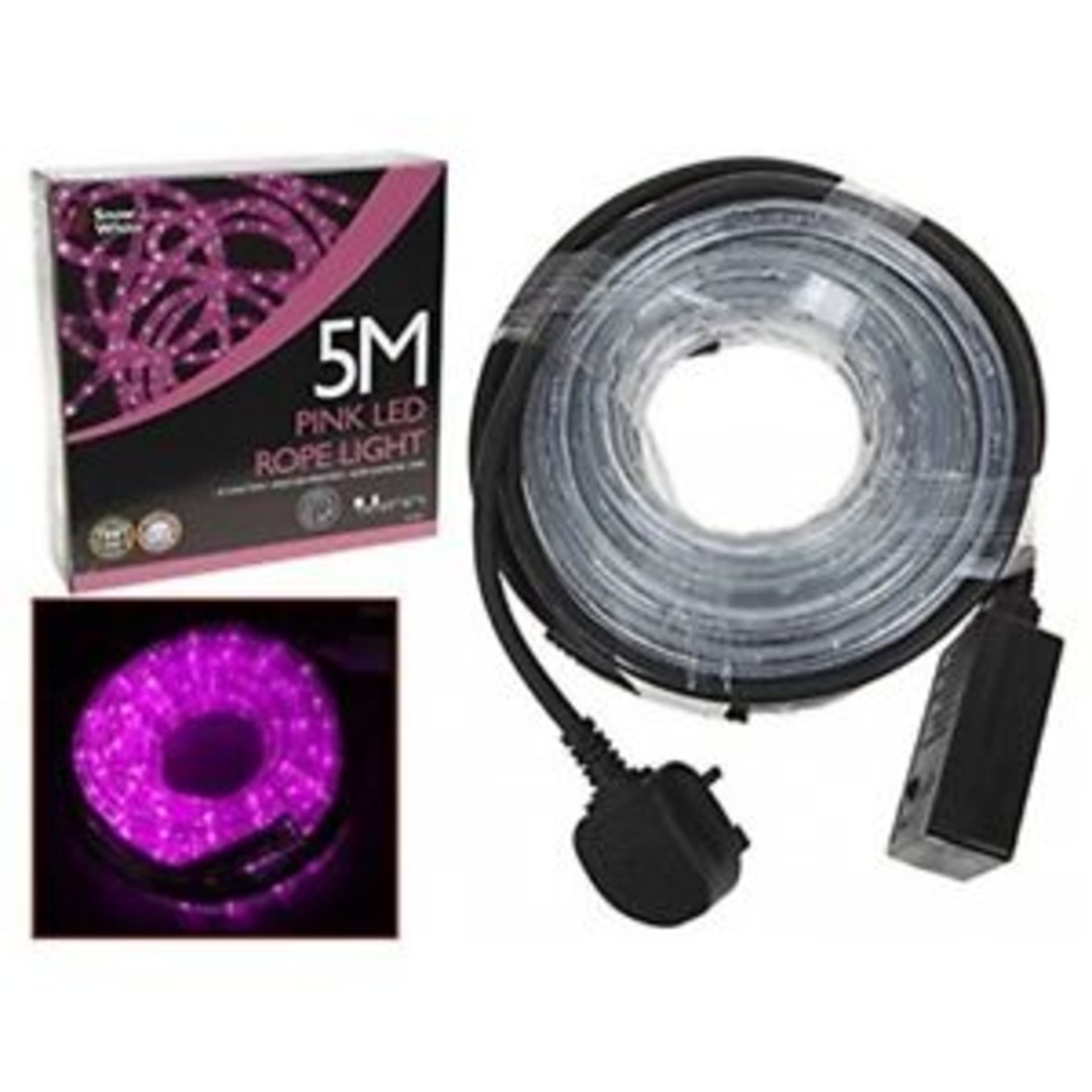 V Brand New 5M Multi Function Pink LED Rope Light