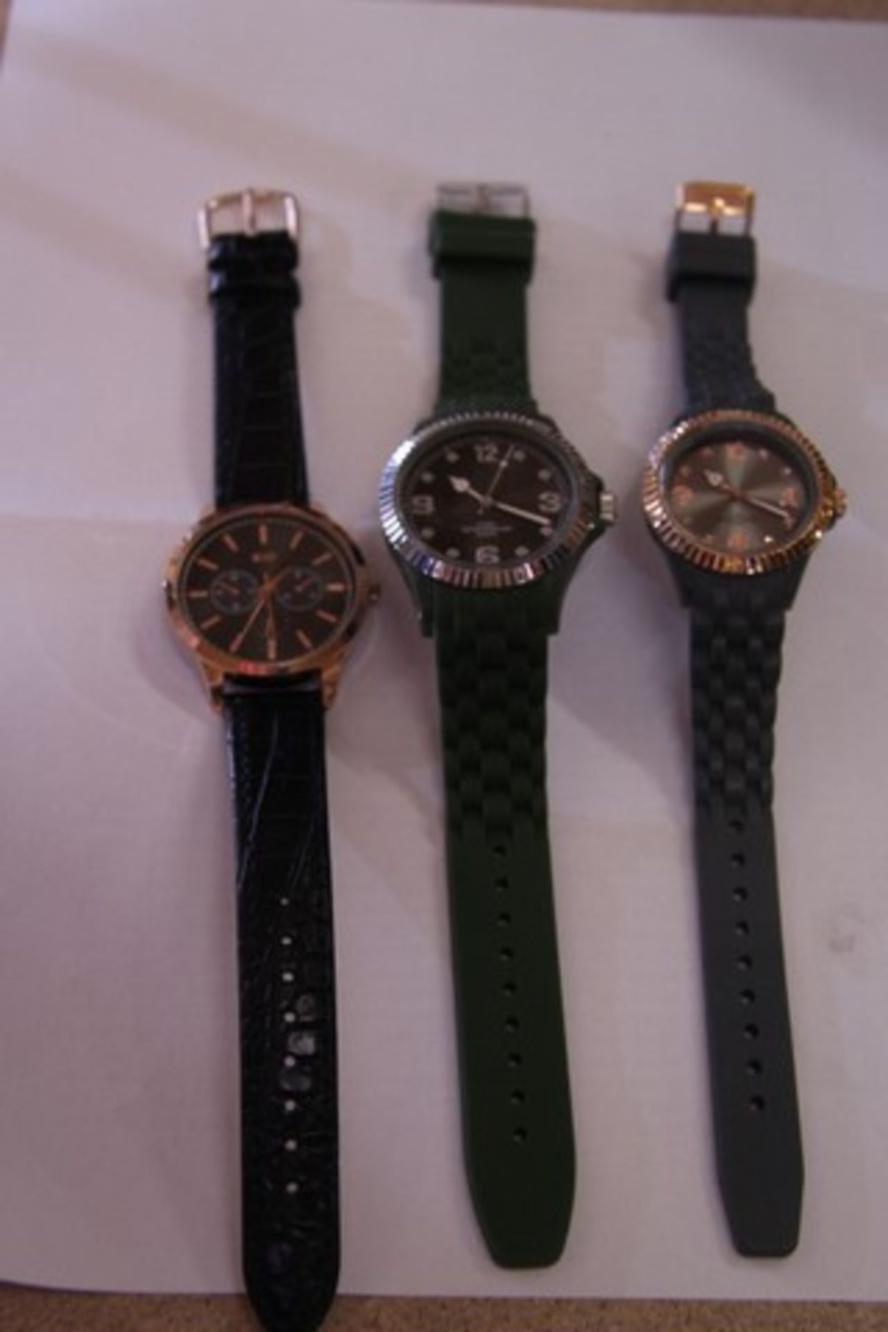Grade U A Lot Of Three Watches-One Black Strap-One Green Strap & One Grey Strap