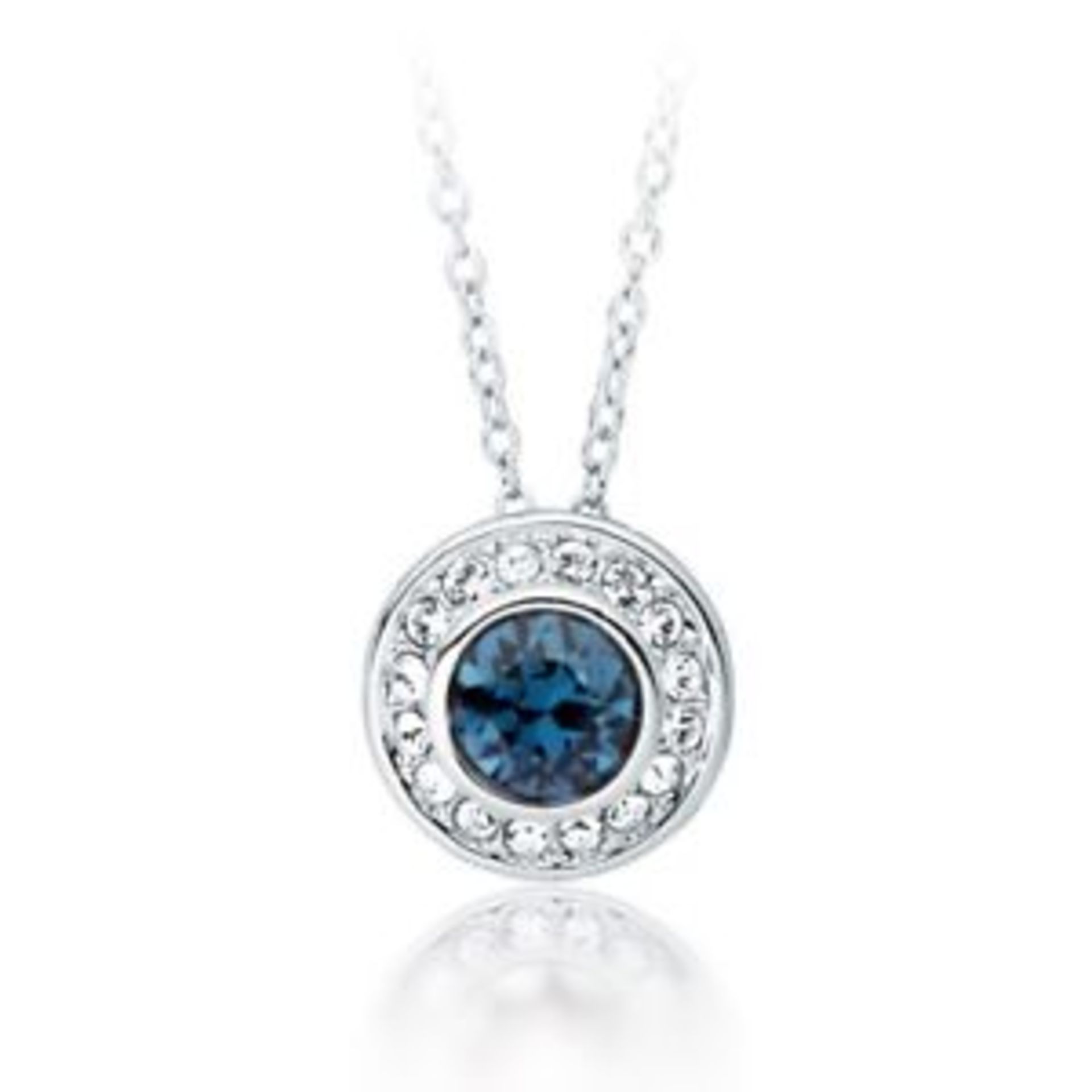 V Brand New Eternity Swarovski Blue Crystal Pendant On Chain