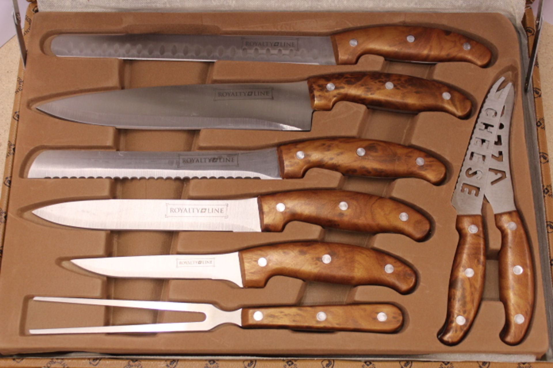 V Brand New 25pc Professional Chefs Knife & Cutlery Set in Leather pu case - Includes Chopper- - Image 2 of 3