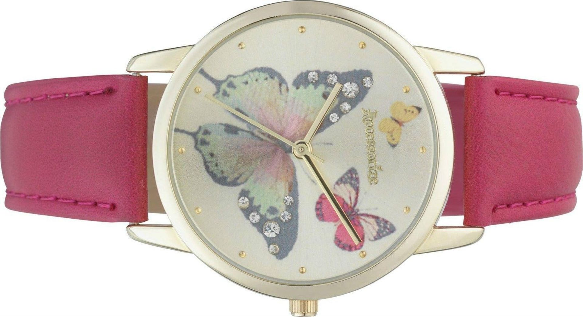 V Brand New Ladies Accessorize Butterfly Dial Watch With Leather Strap - RRP £17.50