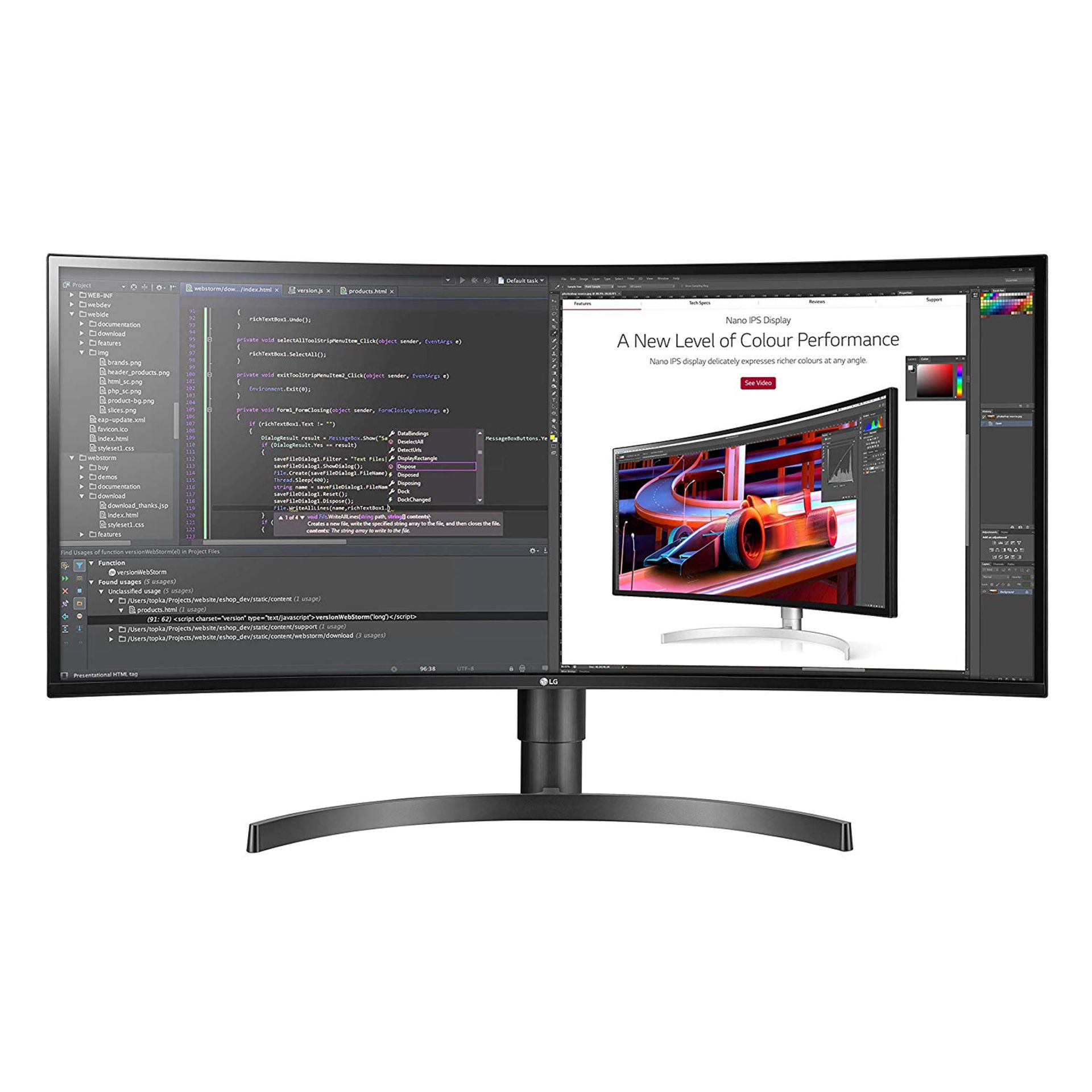 V Grade A LG 34 Inch CURVED ULTRA WIDE WQHD IPS LED MONITOR - 3440 X 1440P - BUILT IN SPEAKERS -