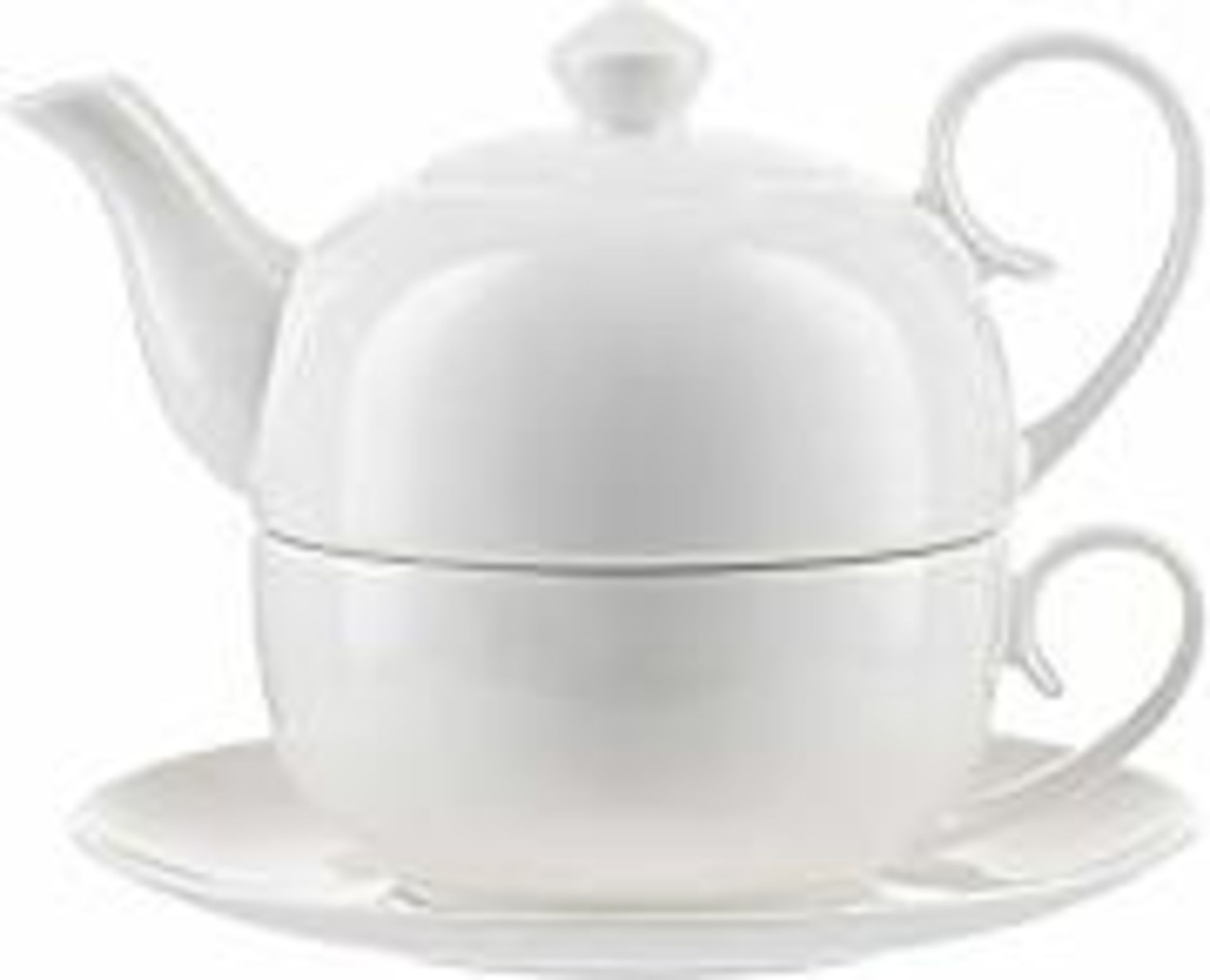 V Brand New Jameson + Tailor White And Silver Manchester Porcelain Tea For One (Similar To Image