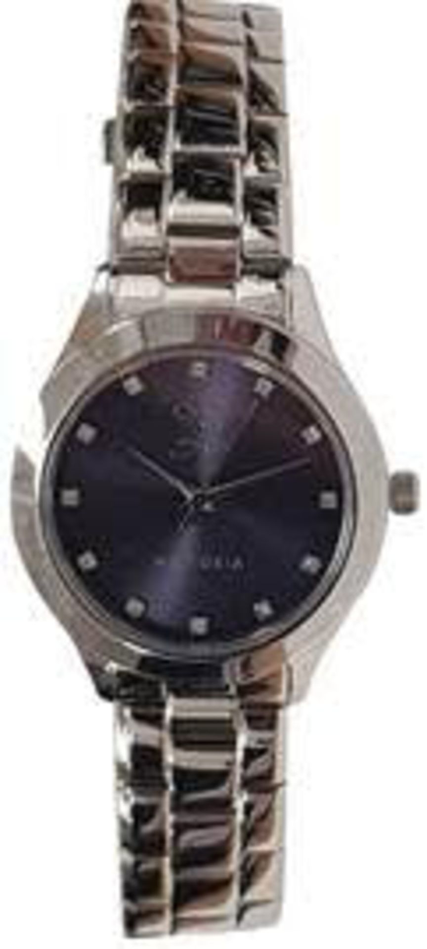 V Brand New Ladies Victoria Stainless Steel Watch With Bracelet Strap - Navy Face - Silver Hands -