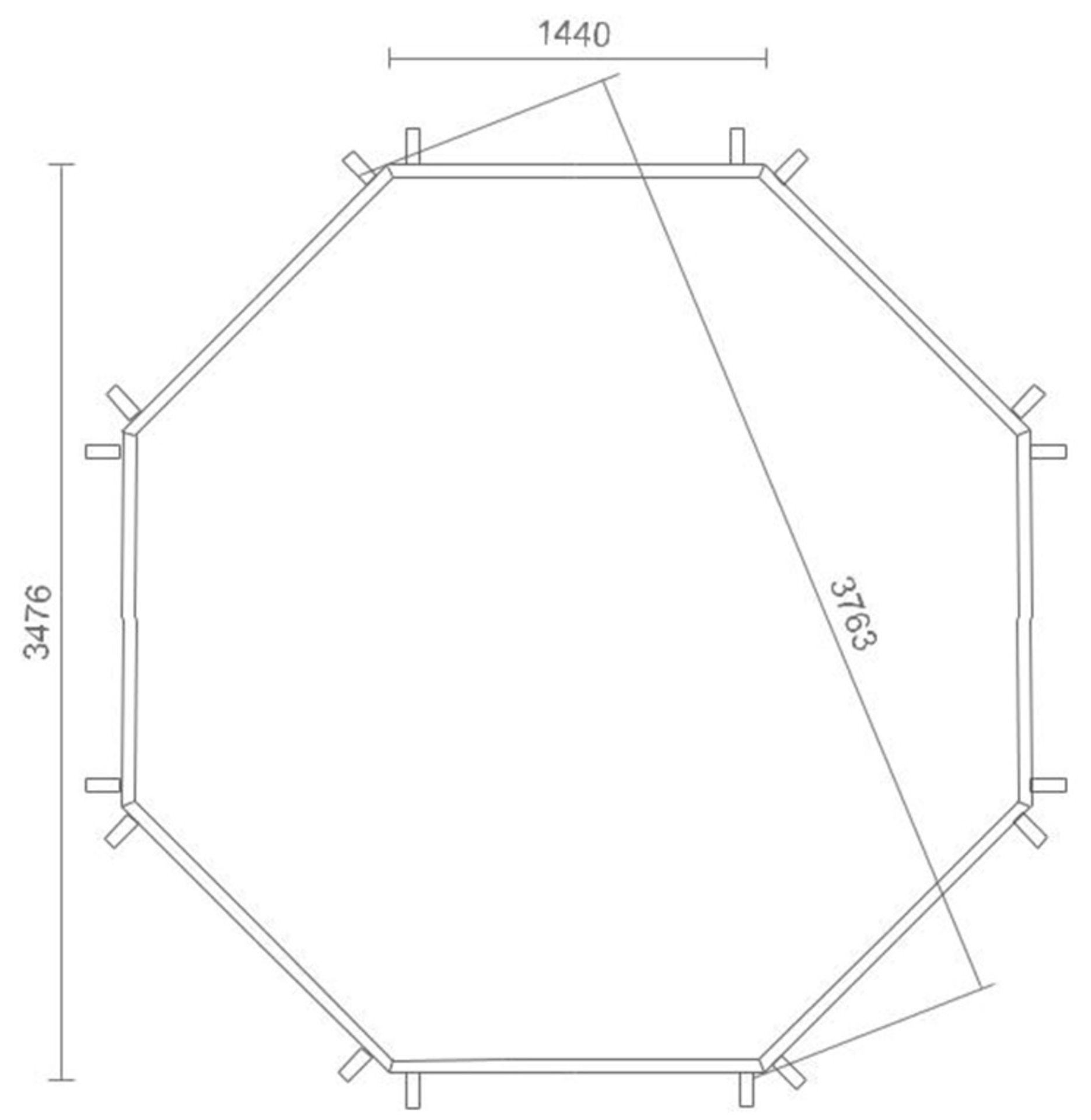 V Brand New Eight Corner 9.9m sq Spruce Open Pavilion/Gazebo - 3 Open Walls and 4 Closed Walls - - Bild 3 aus 3