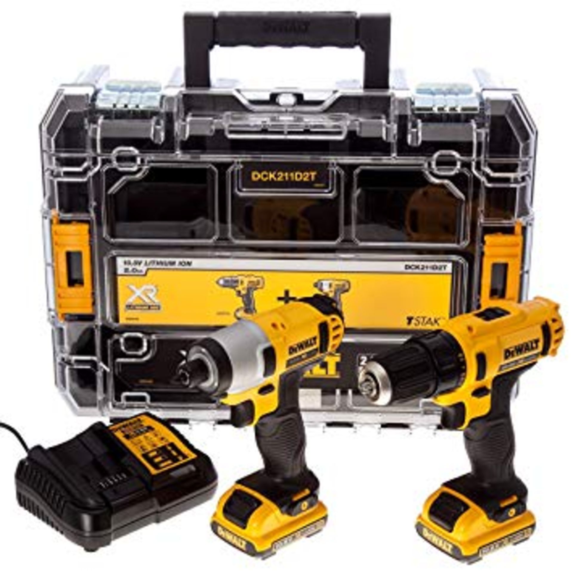 V Brand New DeWalt 10.8v Twin Drill & Impact Driver Kit + Two Batteries + Charger