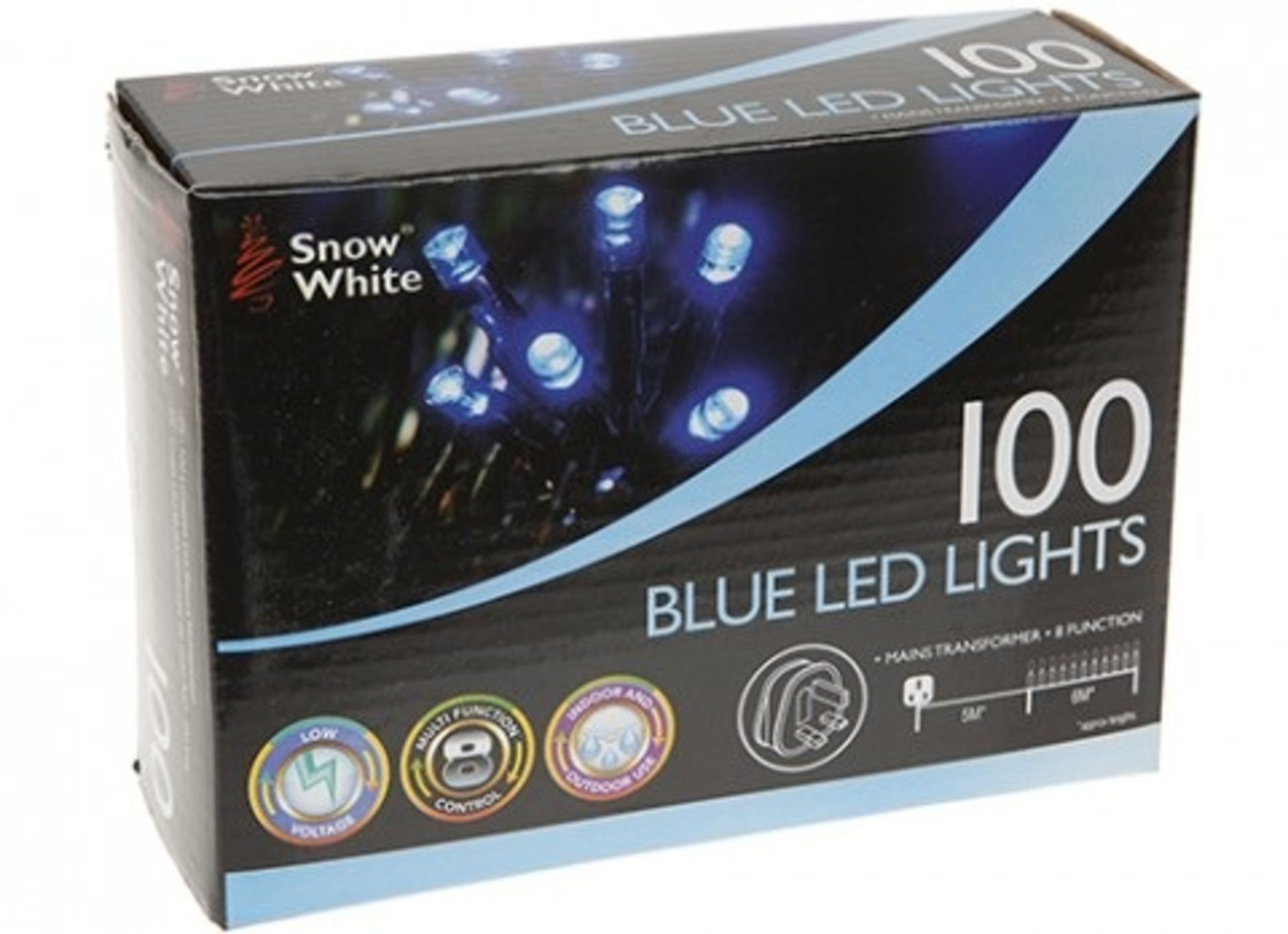 V Brand New 100 Blue LED Lights - Mains Transformer - Eight Function