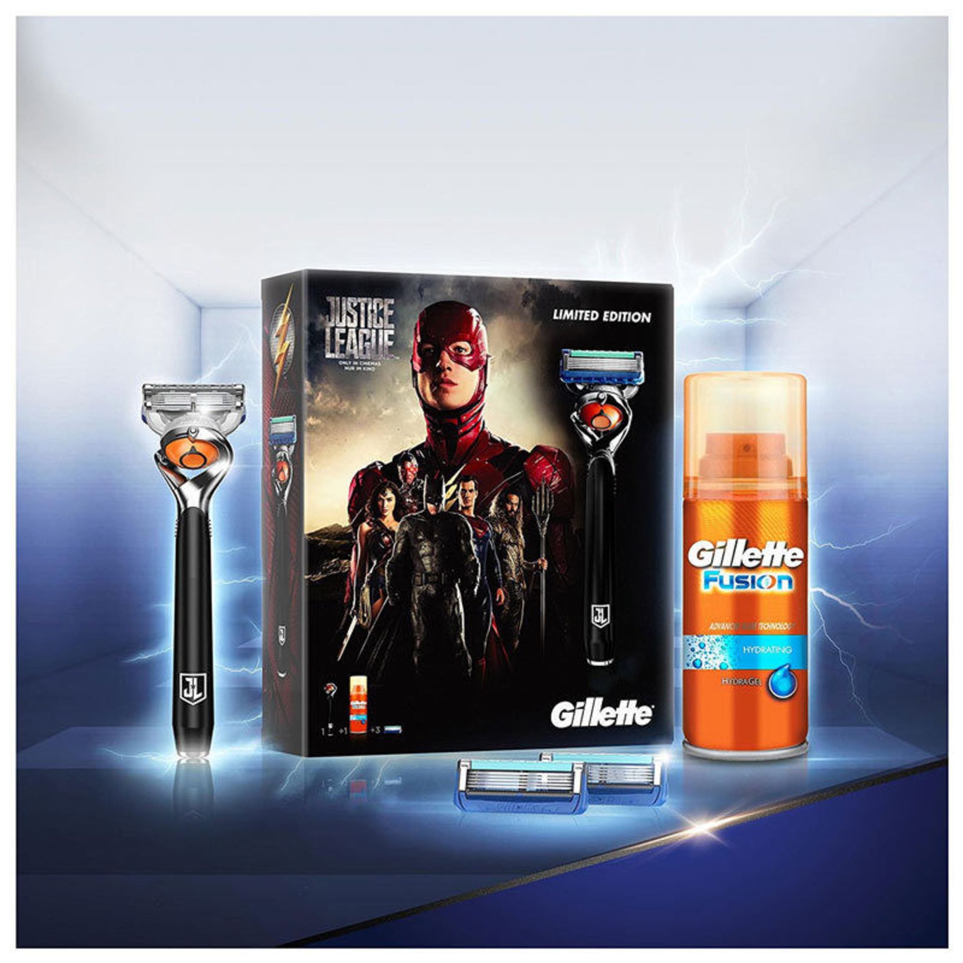 + VAT Brand New Limited Edition Gillette Justice League Gift Set Inc Gillette Fusion ProGlide Razer
