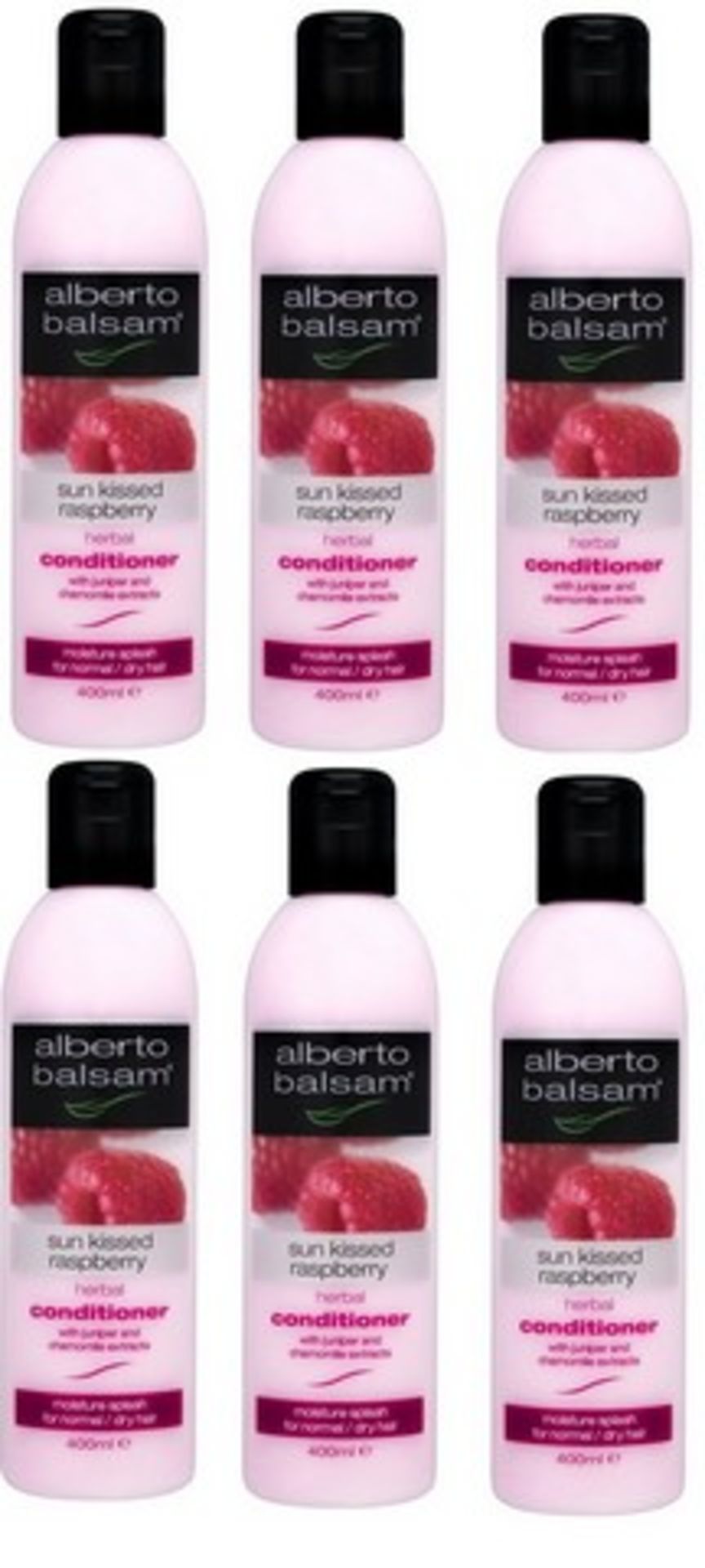+ VAT Brand New A Lot Of Six 400ml Alberto Balsam Sun Kissed Raspberry Conditioner