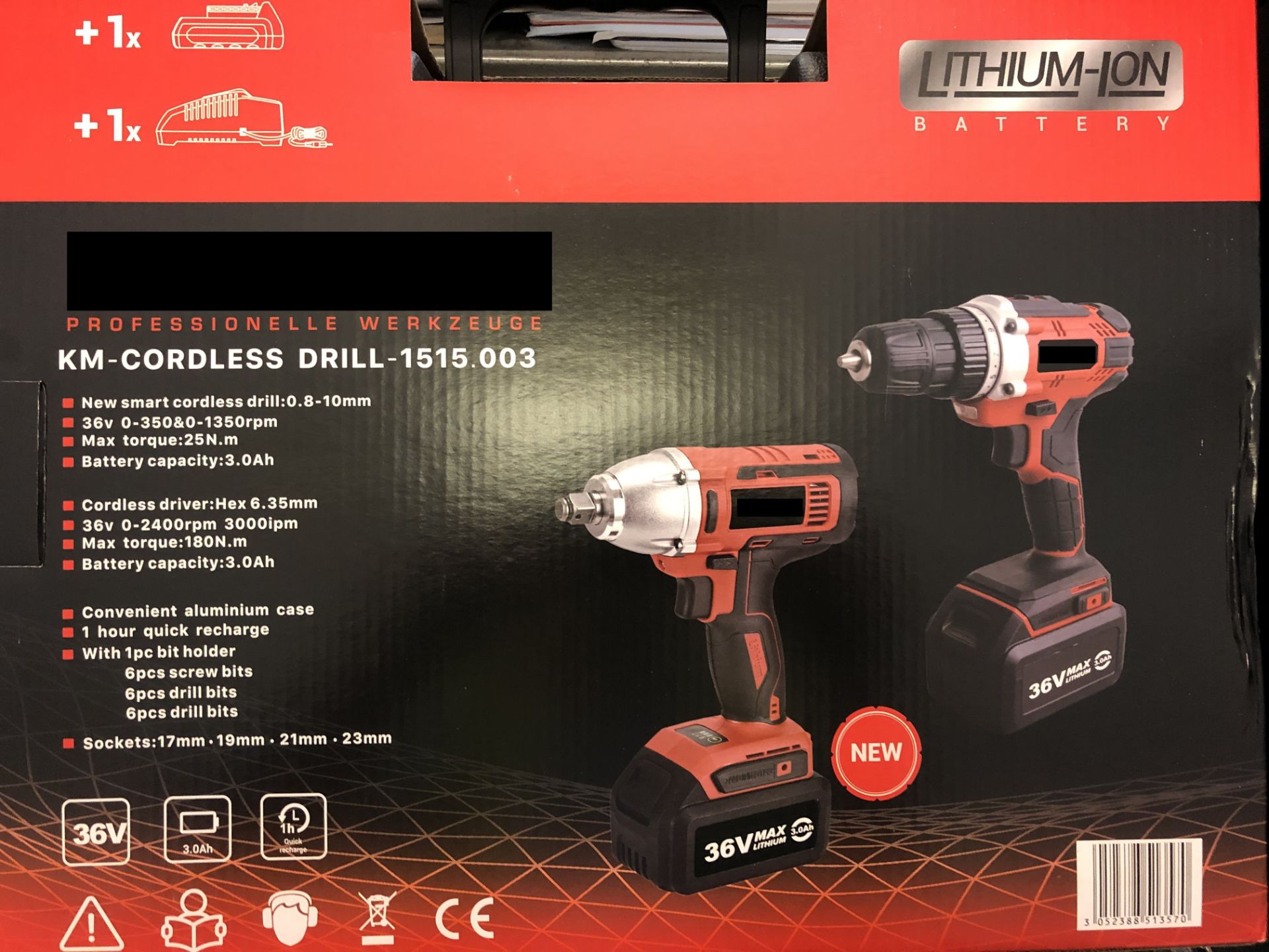 + VAT Brand New 36V Twin Pack Cordless Drill/Driver And Cordless Impact Driver - 1 Hour Charge - 3.