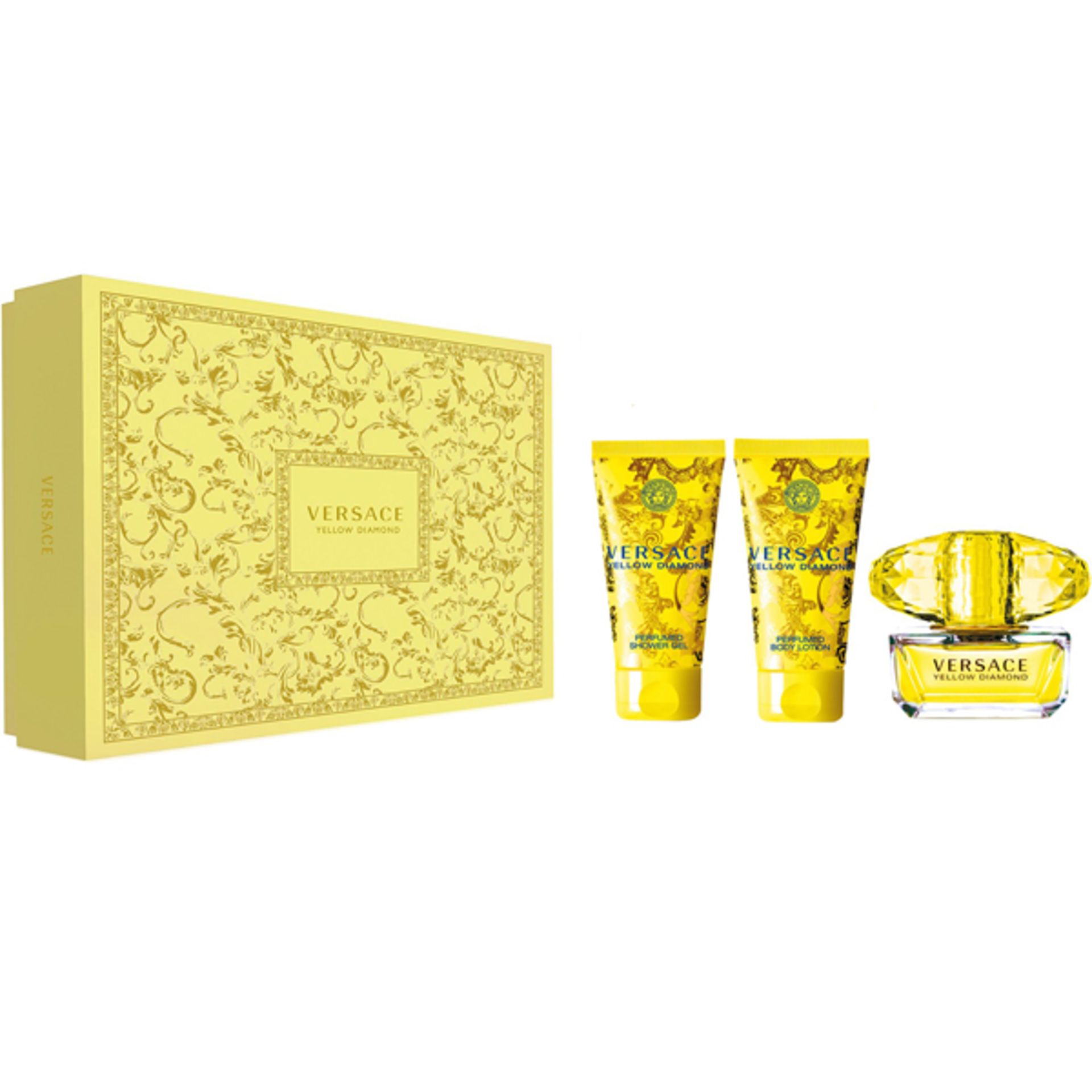 + VAT Brand New Versace Yellow Diamond 50ml EDT Body Lotion+Shower Gel