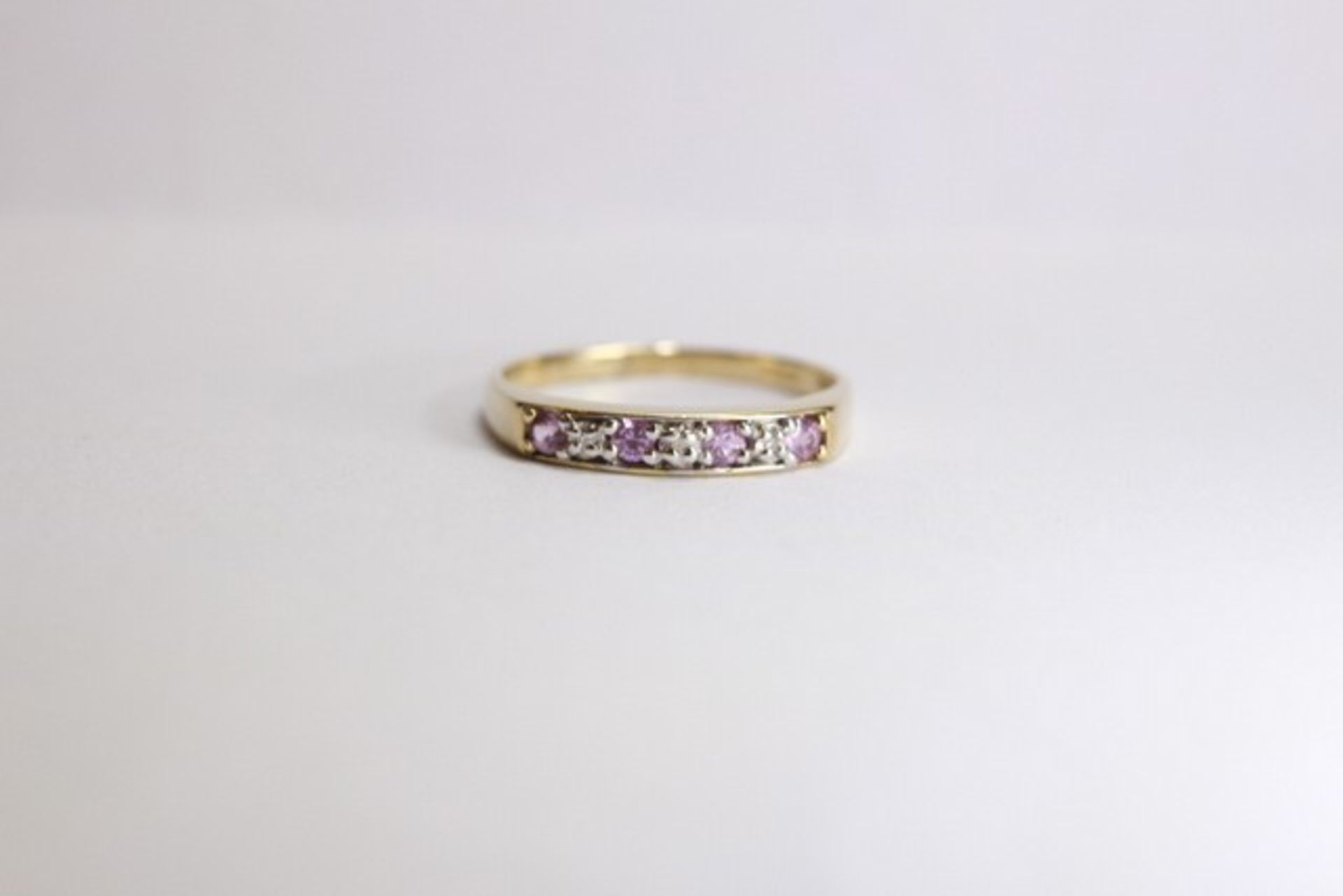 No VAT Brand New Yellow Gold Pink Topaz & Diamond Ring