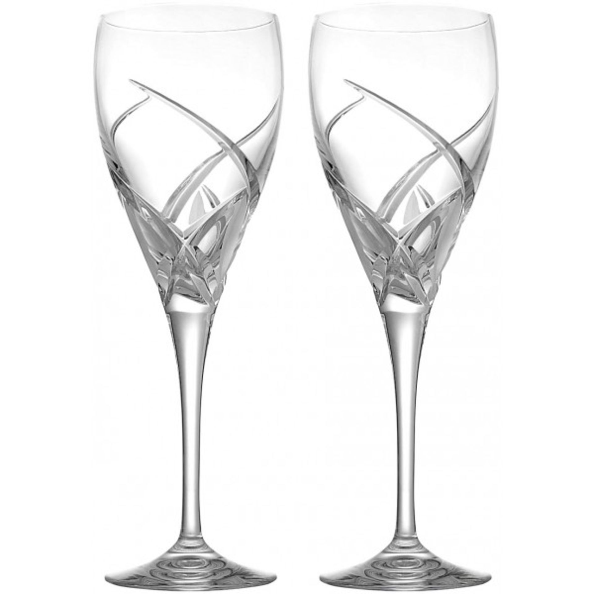 + VAT Brand New Boxed Set (Two) Of RCR Cristalleria Italiana Twist Red Wine Glasses 33cl - Made In