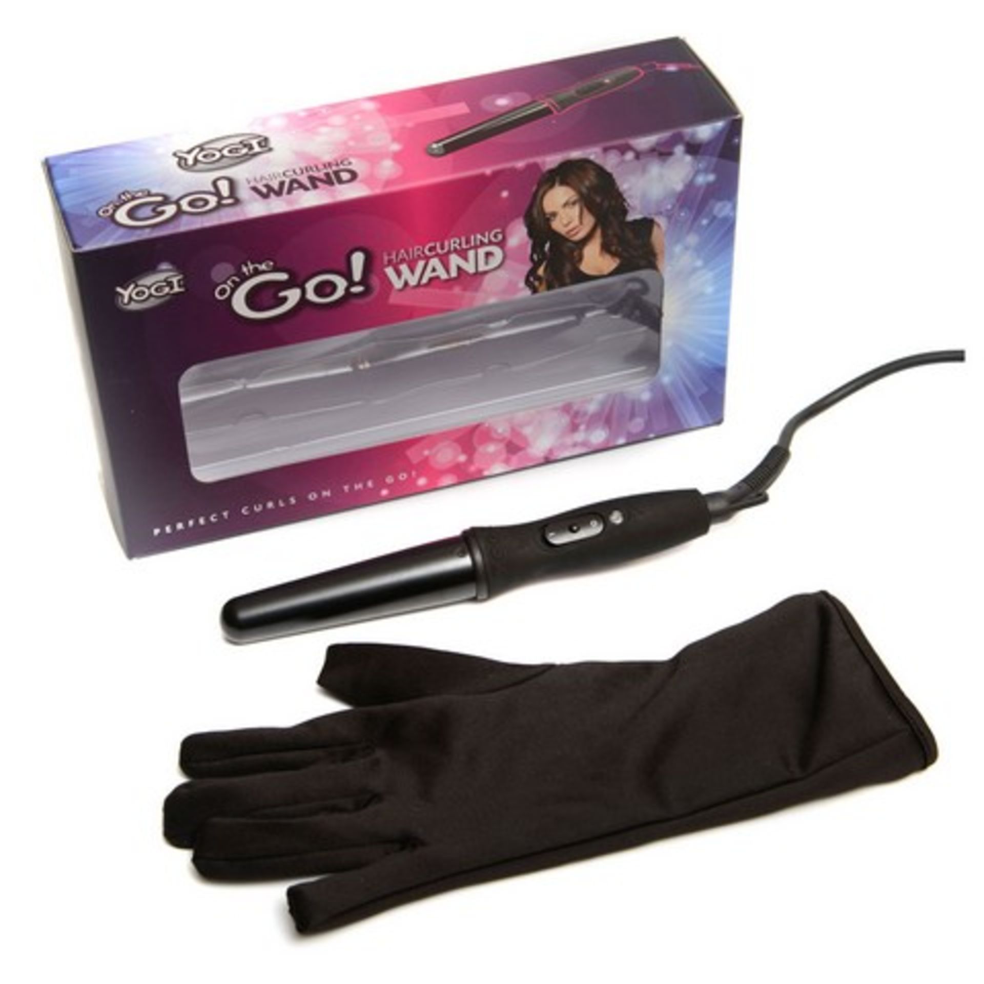 + VAT Brand New Yogi On-The-Go! Hair Curling Wand With Safety Glove - Tourmaline & Ceramic Barrel