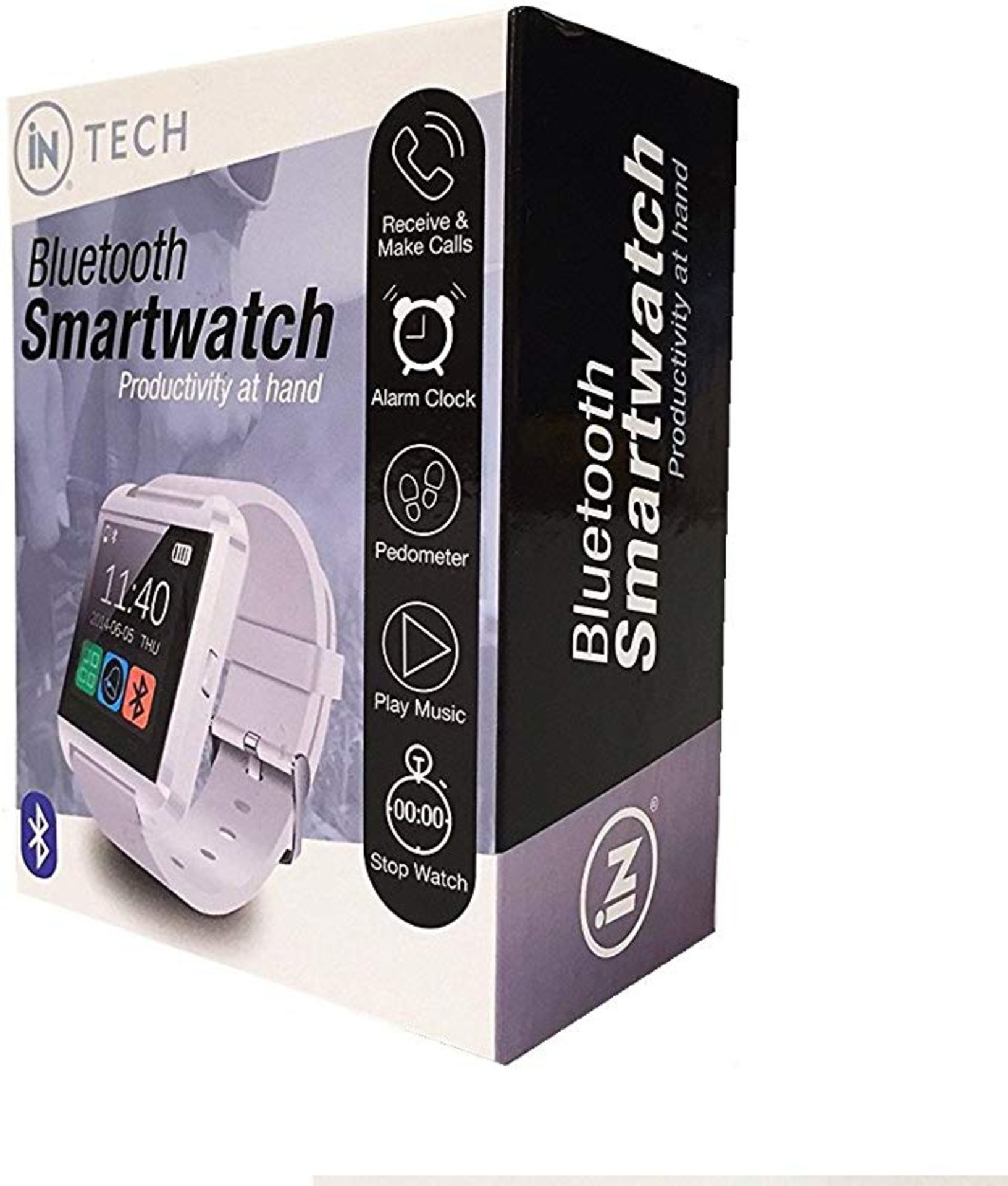 + VAT Brand New In Tech Bluetooth Smart Watch - Receive and Make Calls - Alarm Clock - Pedometer - - Image 2 of 4