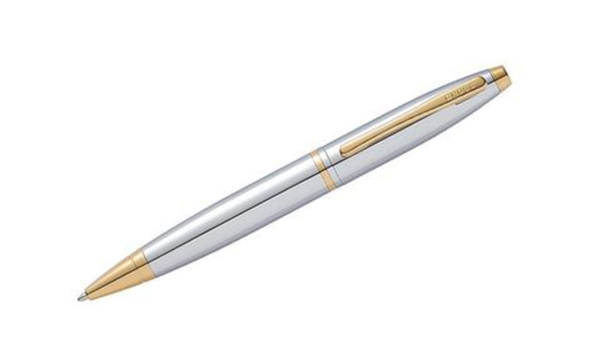+ VAT Brand New Cross Calis Medalist Ball Point Pen - Chrome Finish with 23K Gold Plated