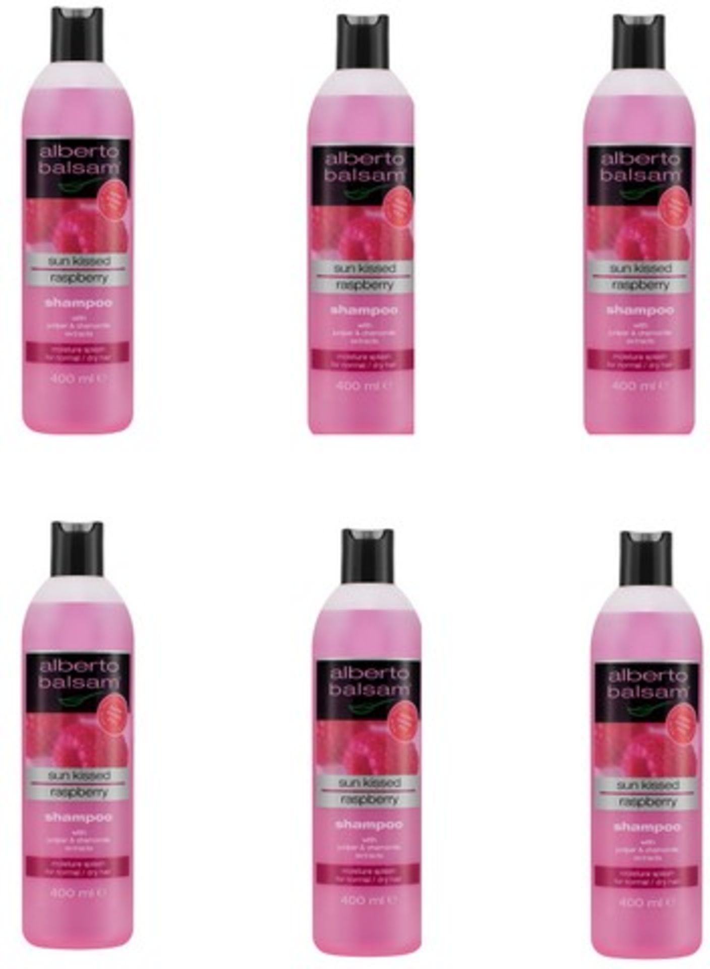 + VAT Brand New A Lot Of Six 400ml Alberto Balsam Sun Kissed Raspberry Shampoo