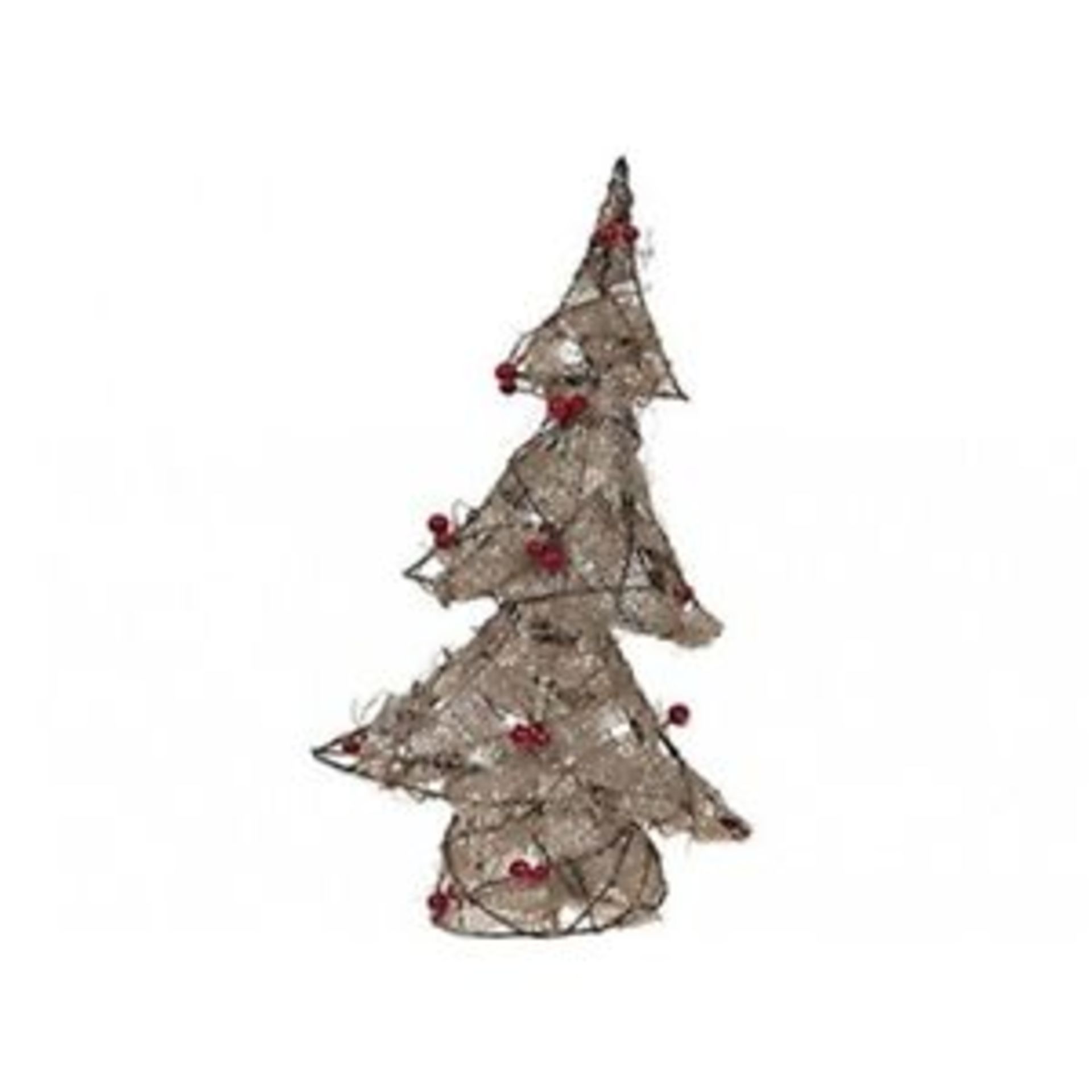 + VAT Brand New 45cm Pre Lit Jute Wrap Tree With Berries - Battery Operated - Image 2 of 2