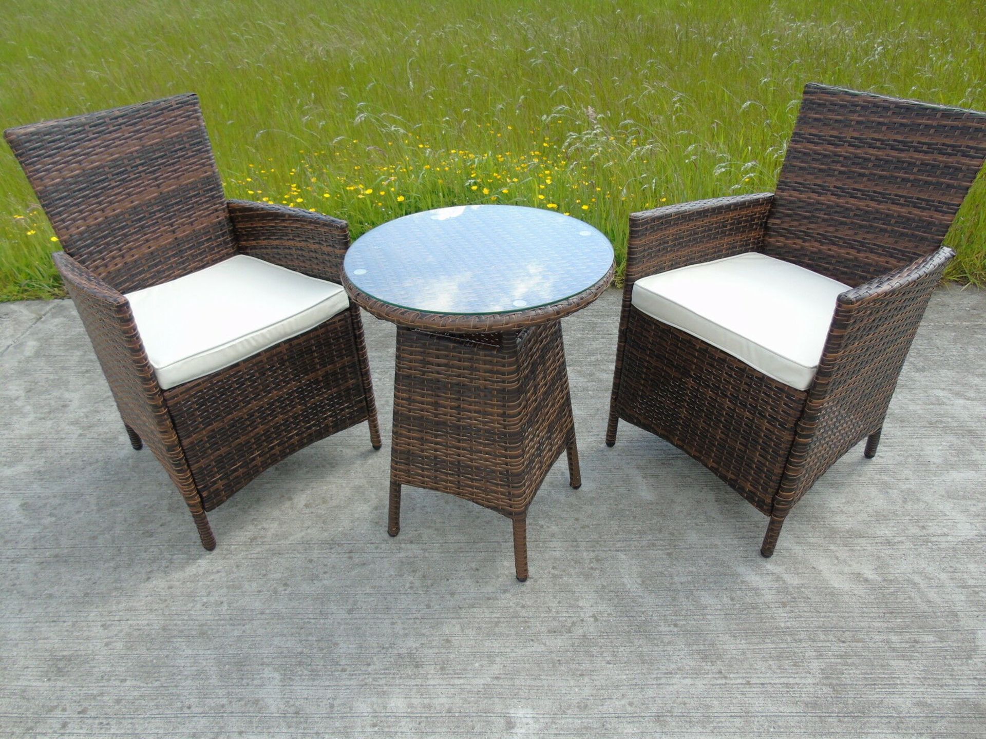 + VAT Brand New Chelsea Garden Company Two Person Table & Chair Set - Aluminium Frame - Double 1/2