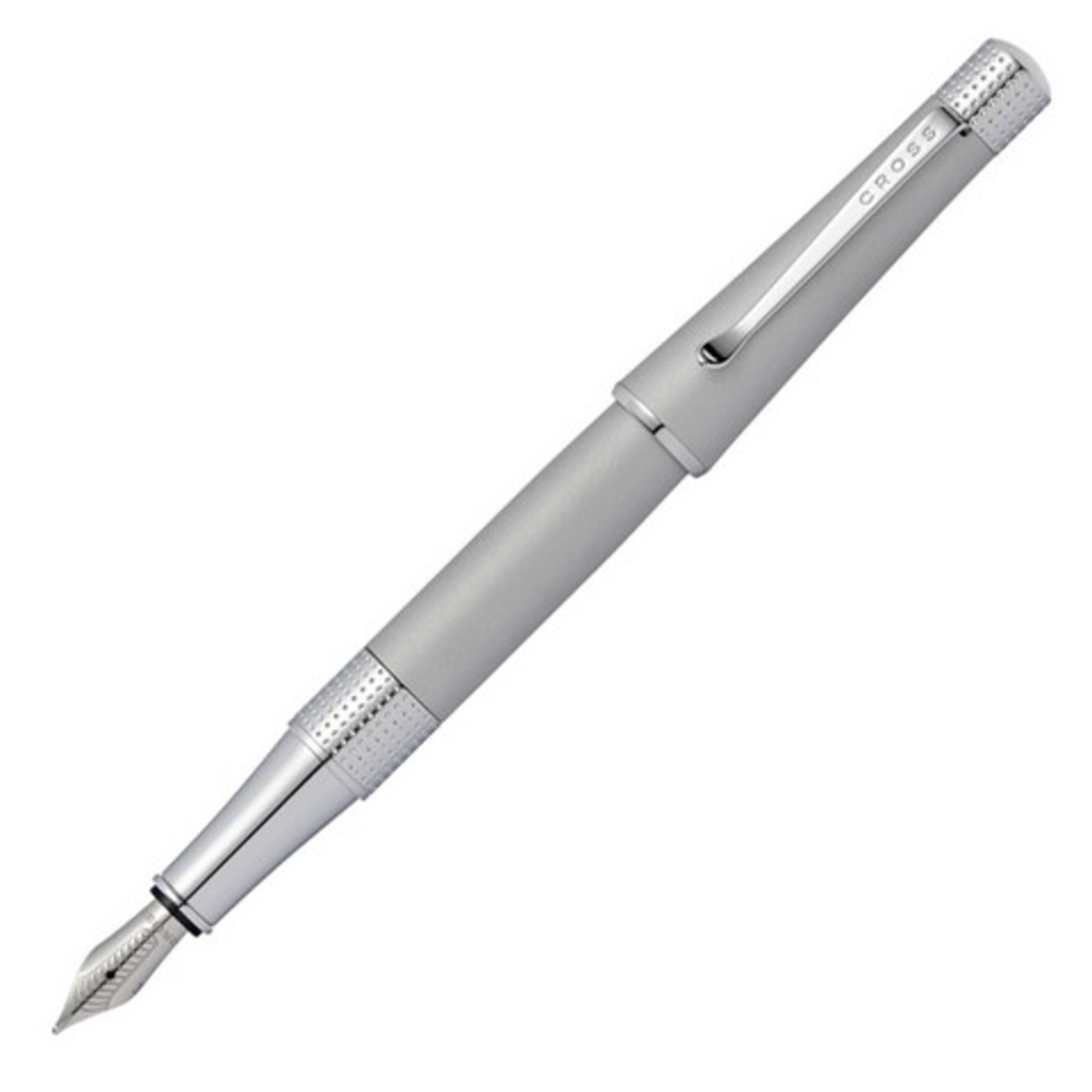 + VAT Brand New Cross Beverly Satin Chrome Fountain Pen - Fitted with a medium Stainless Steel