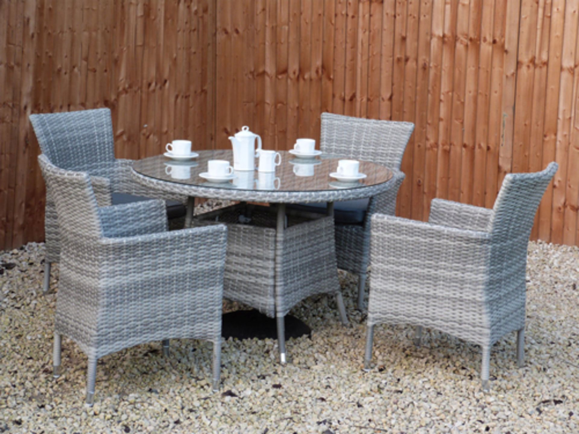 + VAT Brand New Chelsea Garden Company Four Person Table & Chair Sets - Aluminium Frame - Double 1/