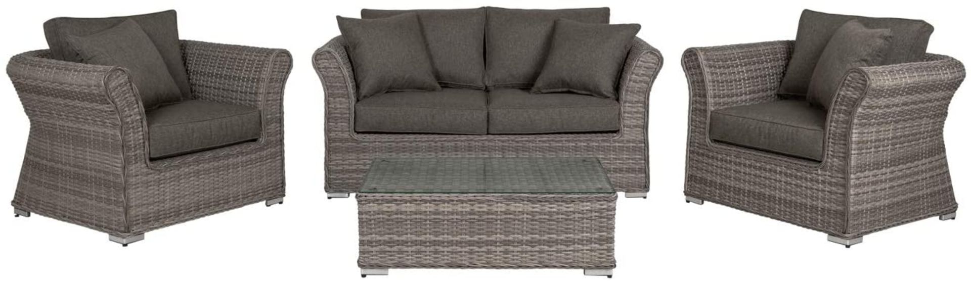+ VAT Brand New Chelsea Garden Company Double Sofa And Two Armchair Set - Includes Glass Top