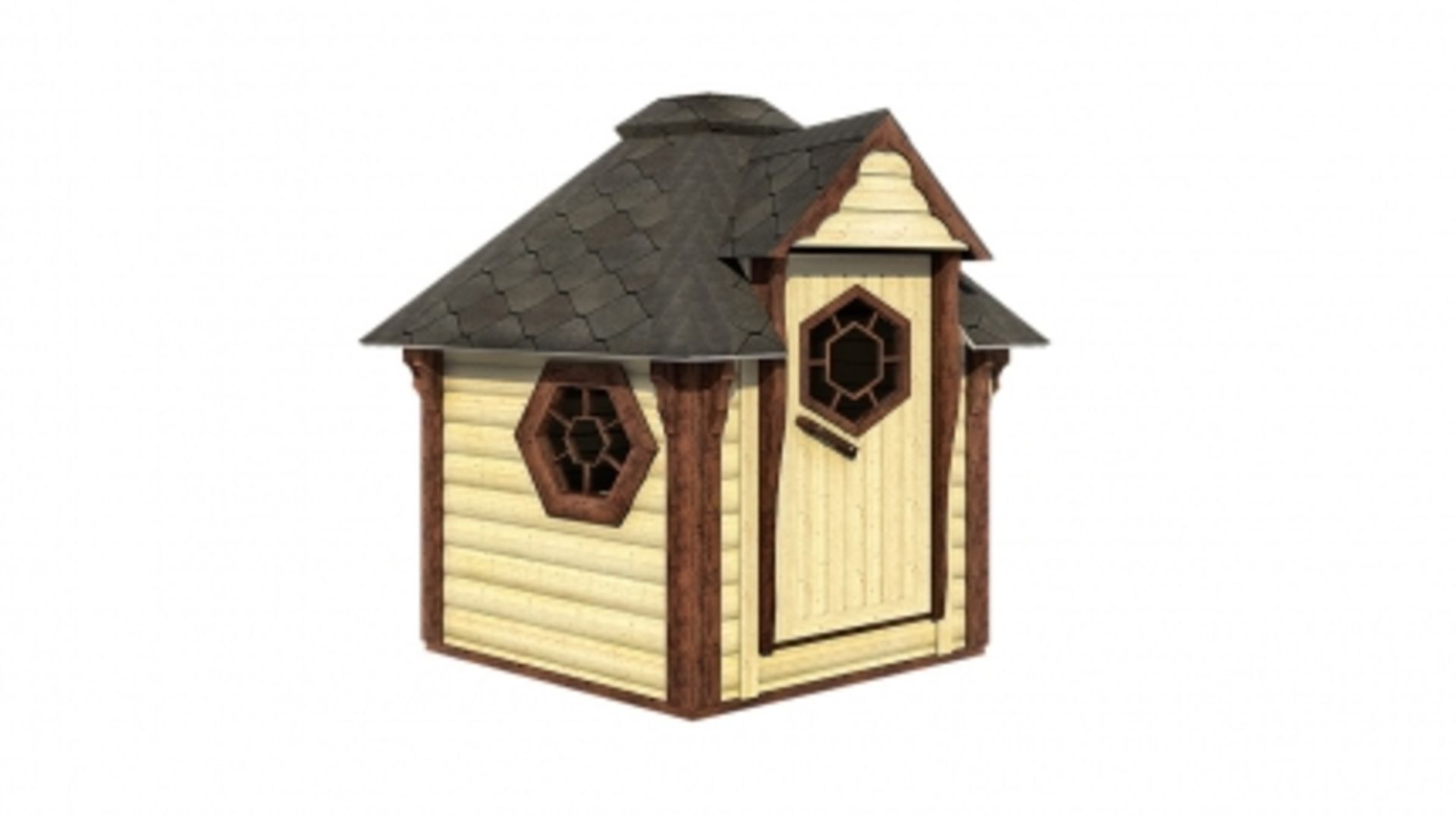 + VAT Brand New 4.5m Sq Sauna Cabin - Roof Covered With Bitumen Shingles - Double Glass Window (
