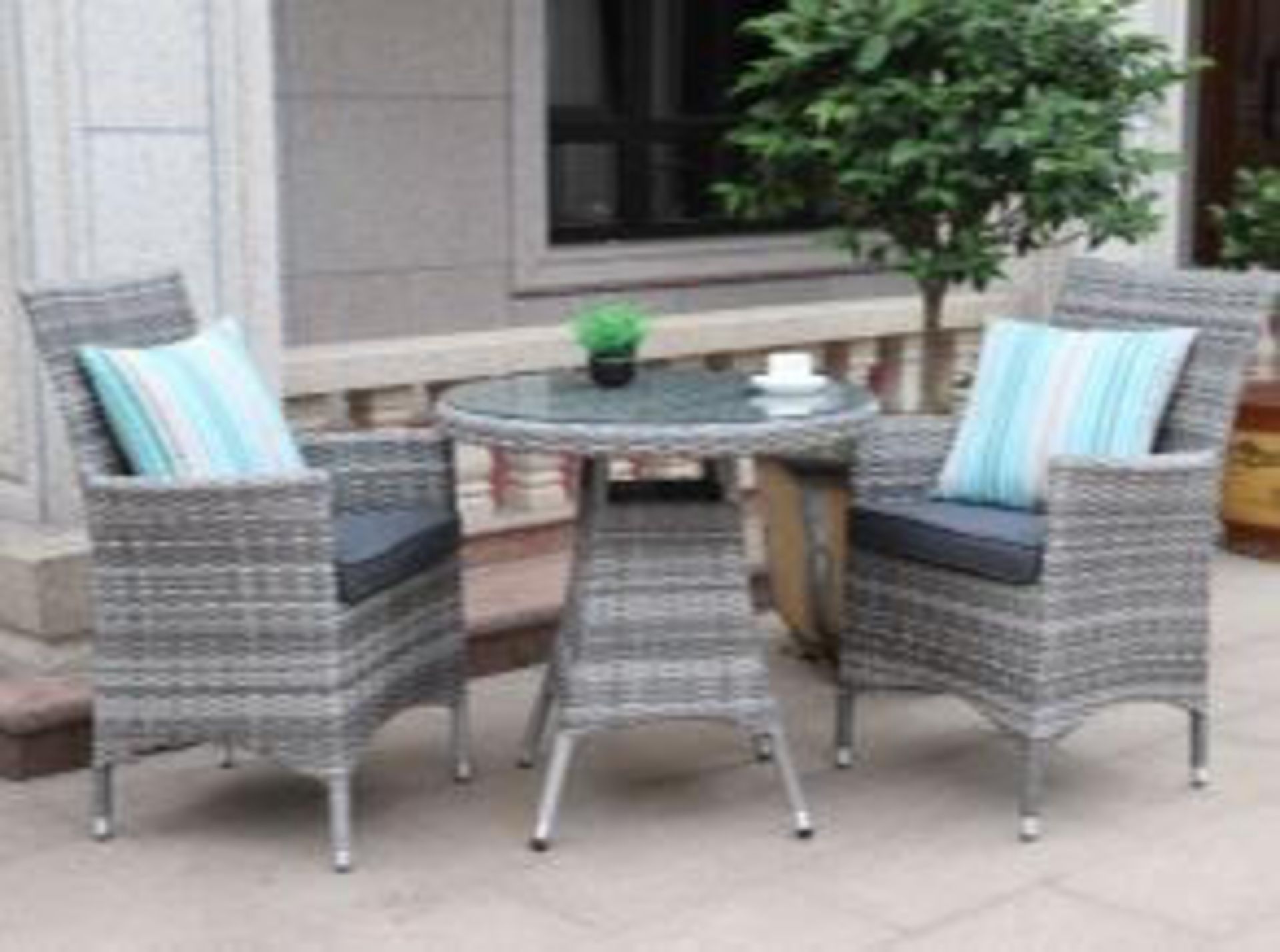 + VAT Brand New Chelsea Garden Company Two Person Table & Chair Set - Aluminium Frame - Double 1/2
