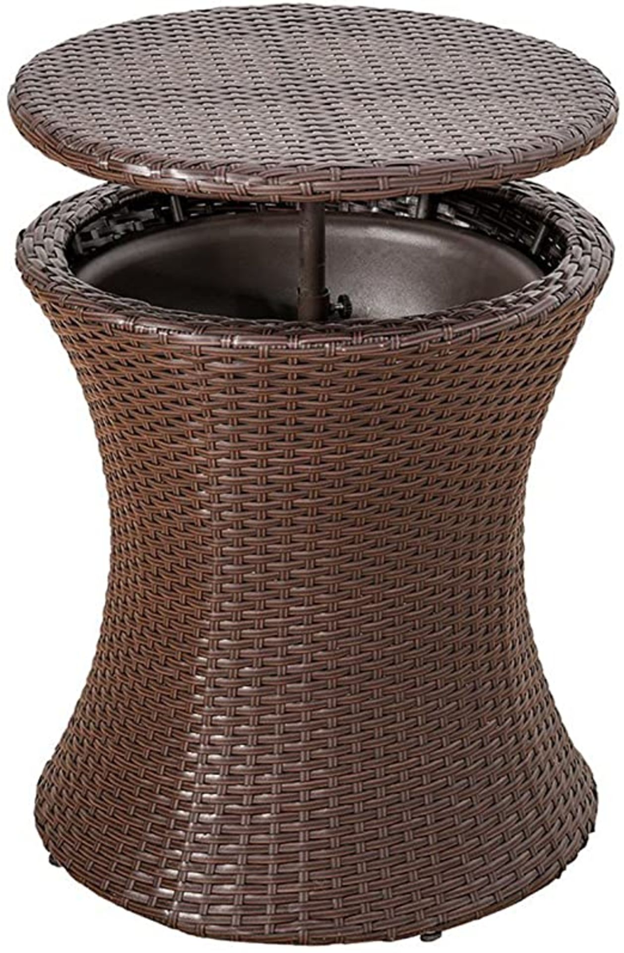+ VAT Brand New The Chelsea Garden Company Brown Rattan Bar Table With Ice Cooler - Patio Cooler - Image 2 of 3