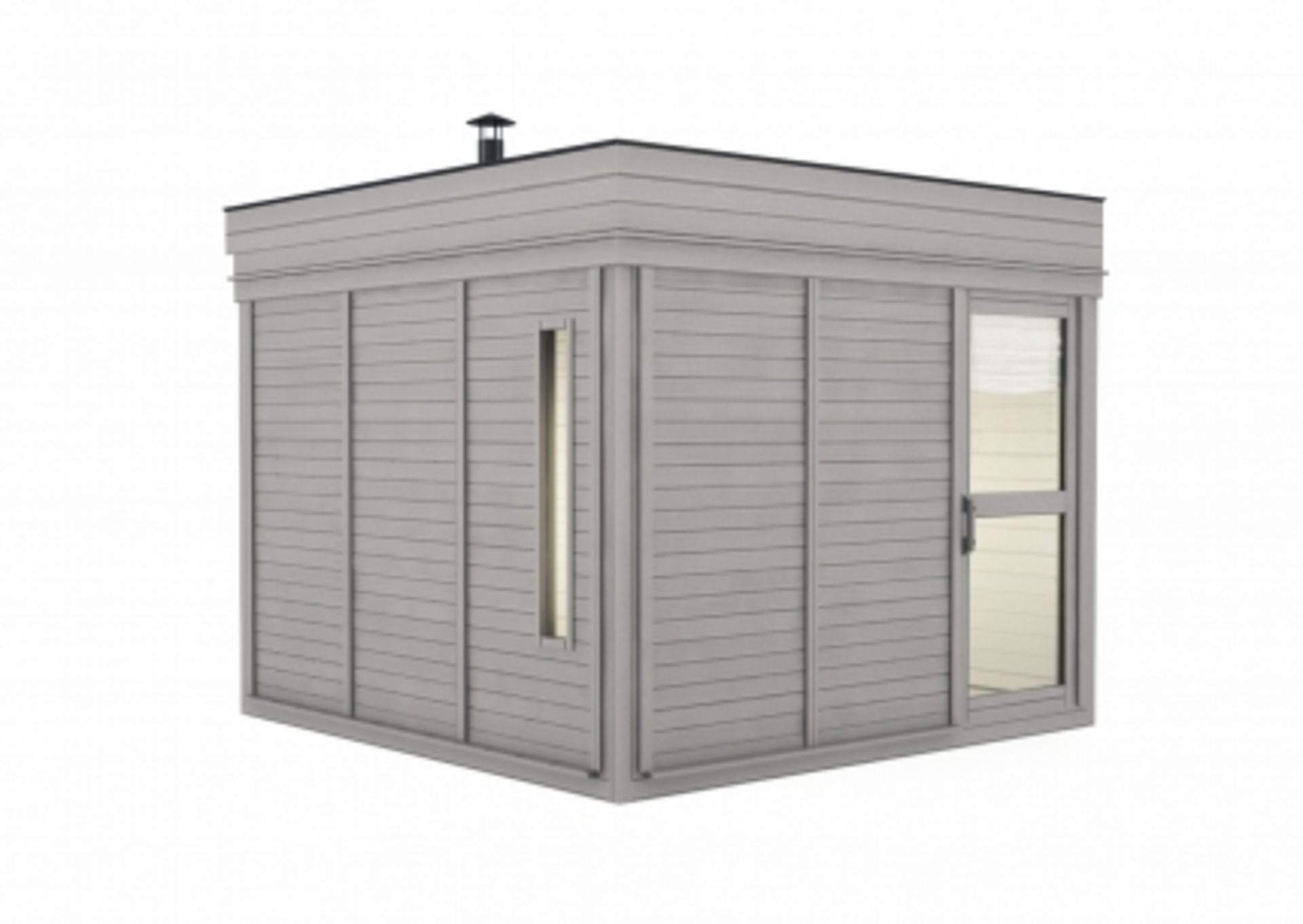 + VAT Brand New 3 x 3m Sauna Cube With Changing Room - Made From Spruce Wood - Roof Covered With