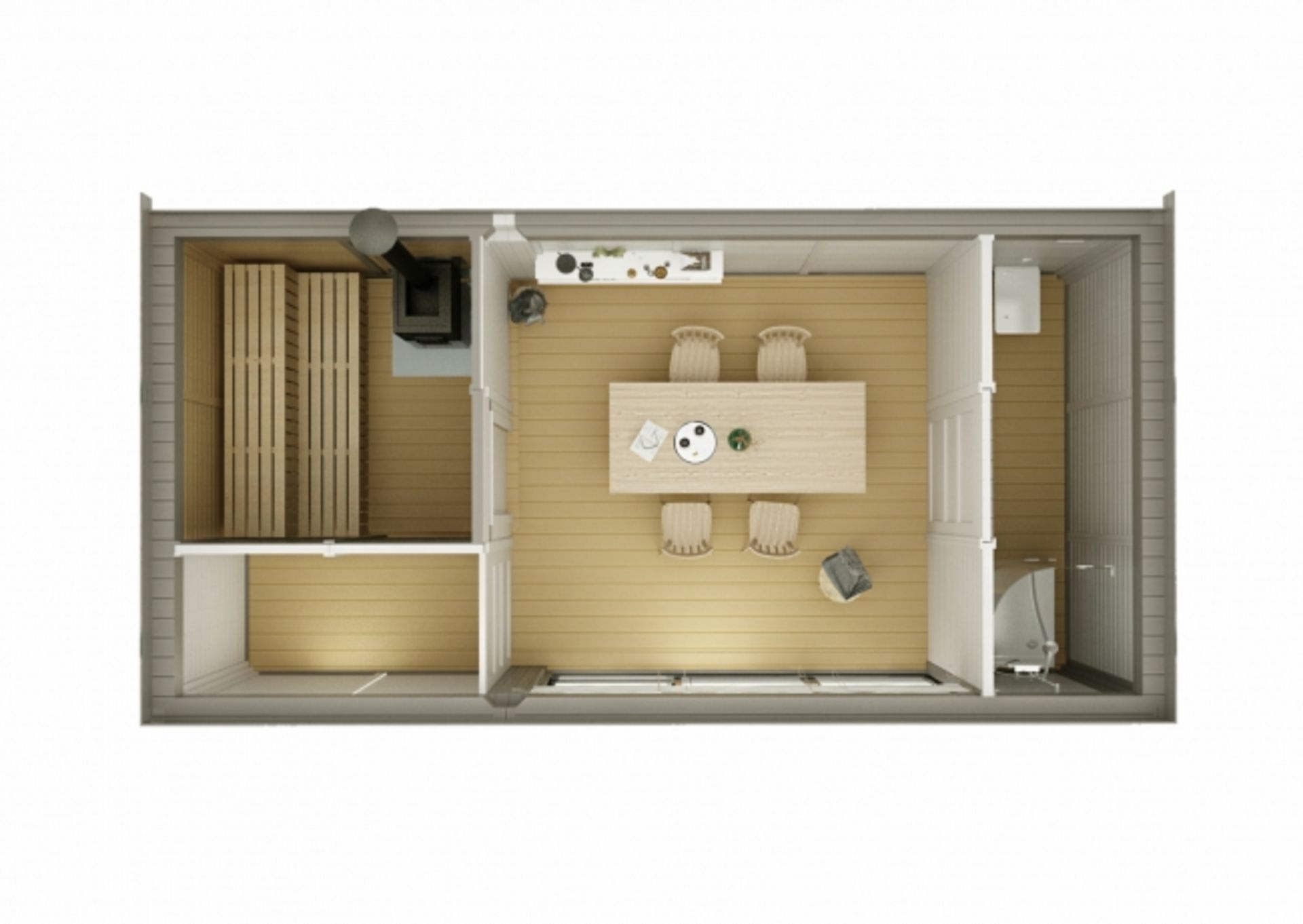 + VAT Brand New Huge Luxury 3m x 6m Sauna Cube With Lounge Room - Sauna Benches - 9KW Electric - Bild 3 aus 3