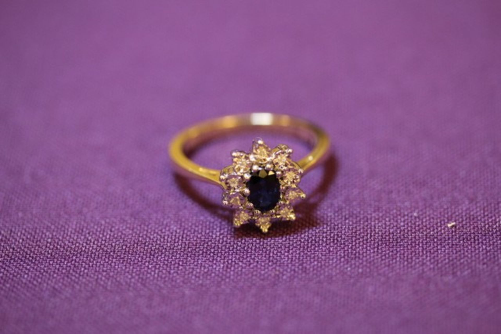 No VAT Brand New Yellow Gold Sapphire & Diamond Cluster Ring