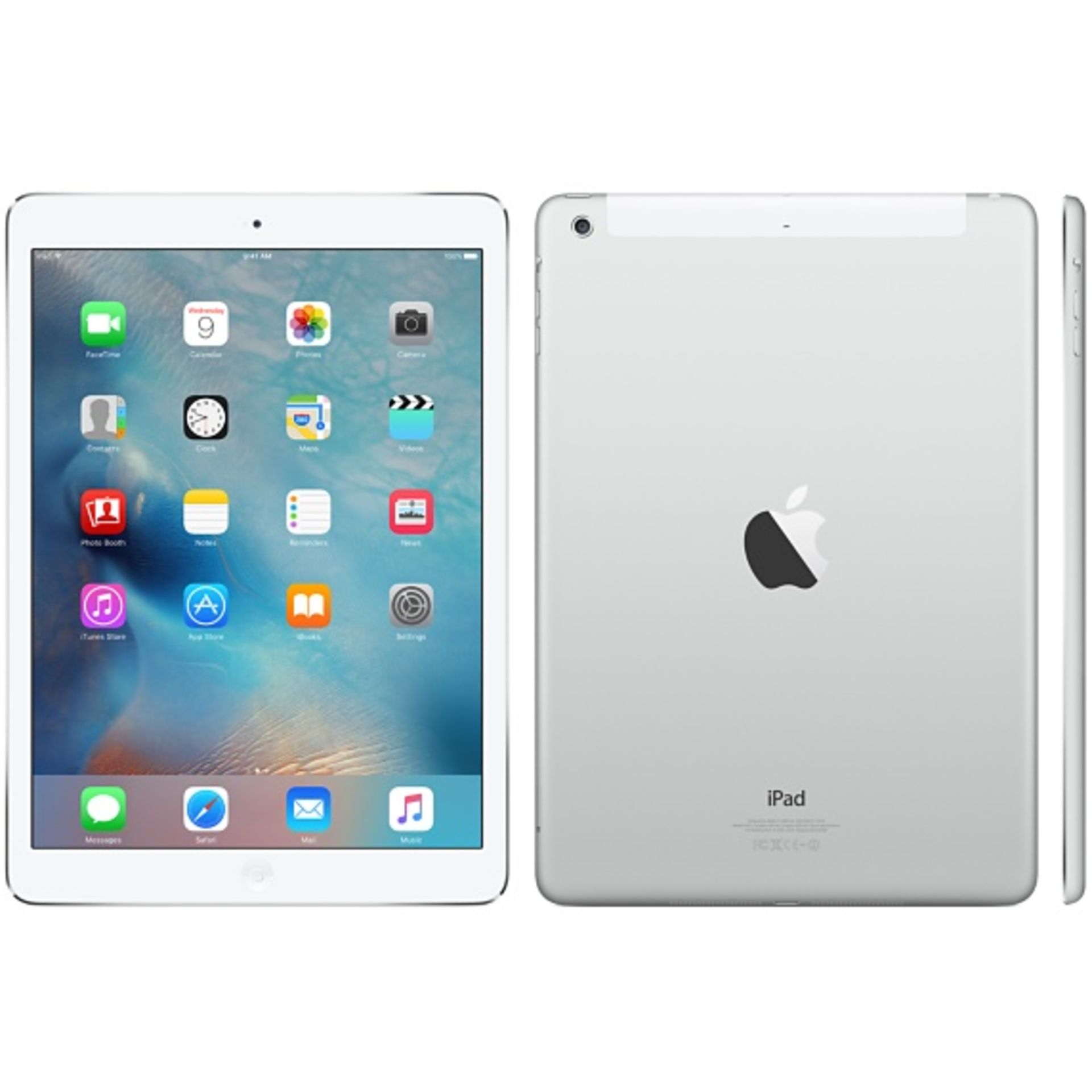 + VAT Grade A/B Apple iPad Air 16GB with 4G and Wi-Fi - Silver/White - Generic Box