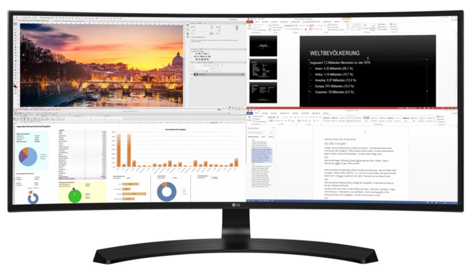 + VAT Grade A LG 34 Inch CURVED QHD ULTRA WIDE LED IPS MONITOR - 3440 X 1440P - HDMI, DISPLAY PORT