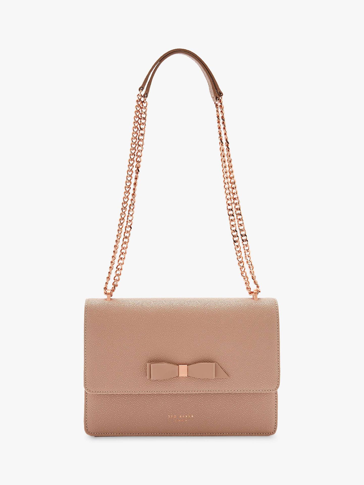 + VAT Brand New Ladies Leather Ted Baker Taupe Joanaa Bow Detail Cross Body Bag (ISP £129 Ted
